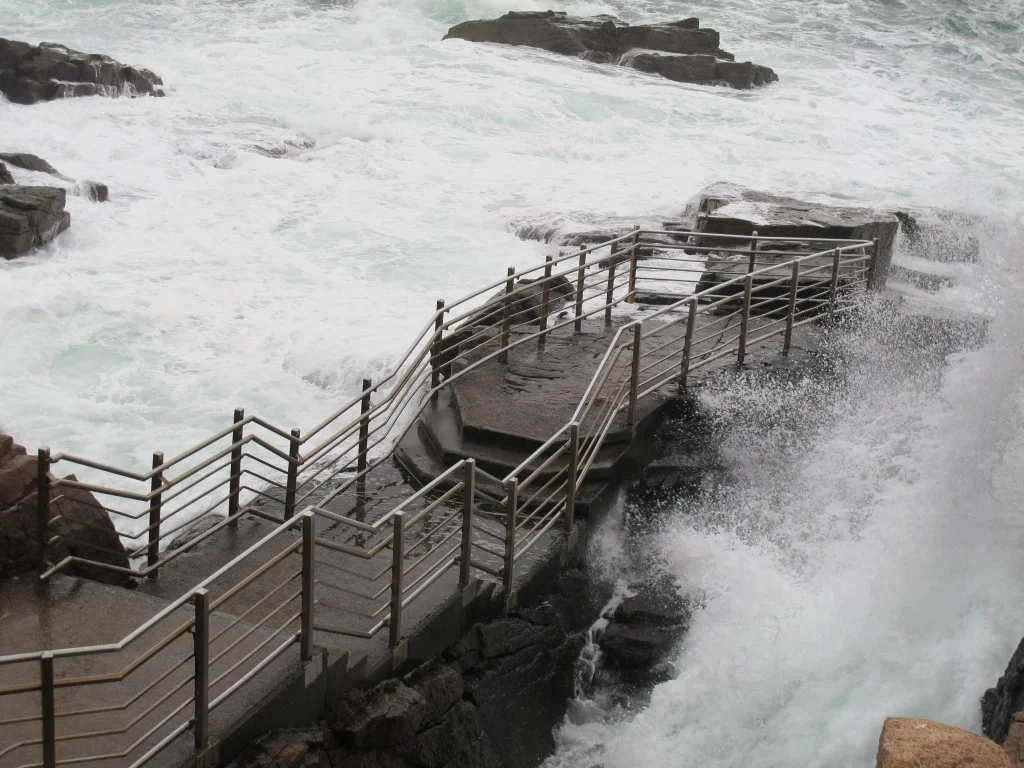 The rough water forced the closing of the Thunder Hole viewing platform in Acadia.