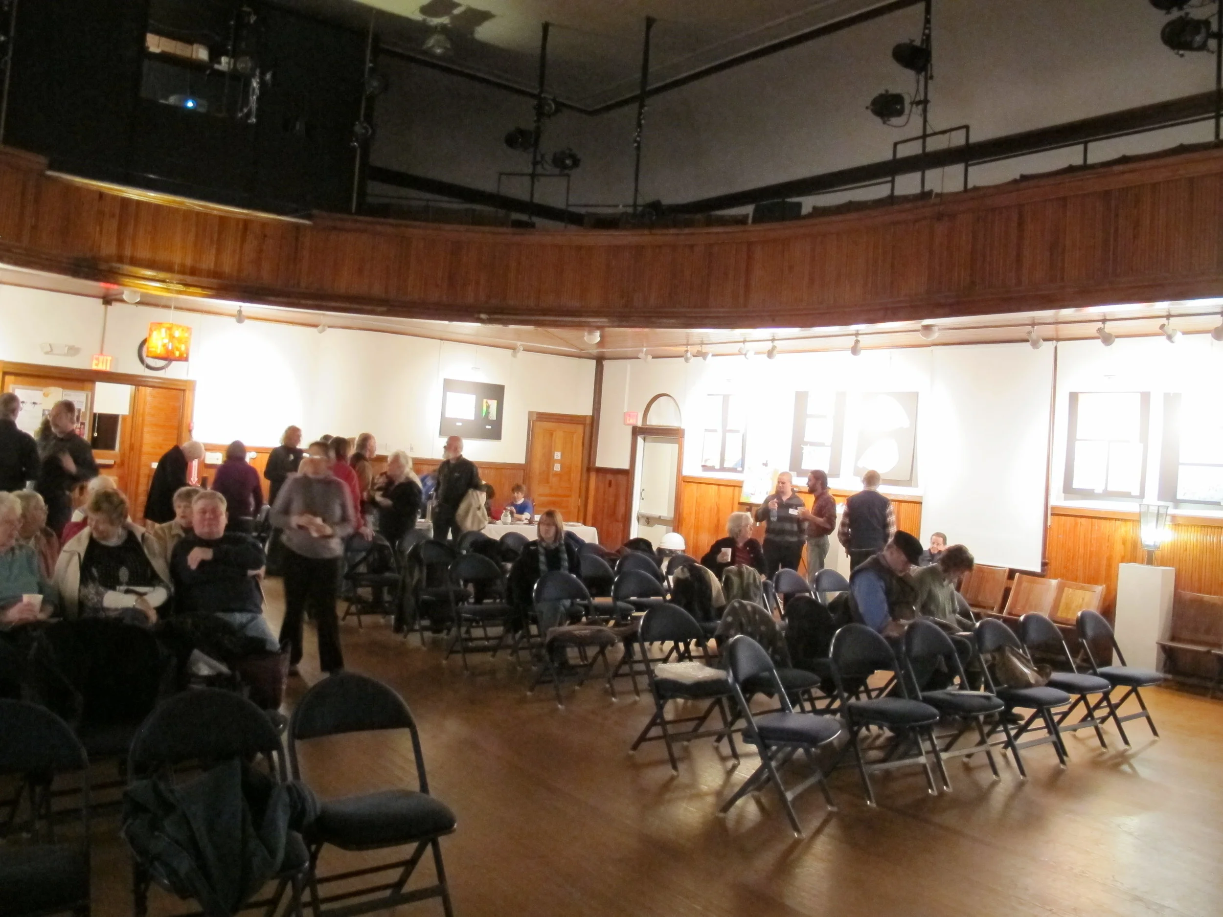 We gathered in cozy old Hammond Hall, which has been repaired and revived by Schoodic Arts for All.