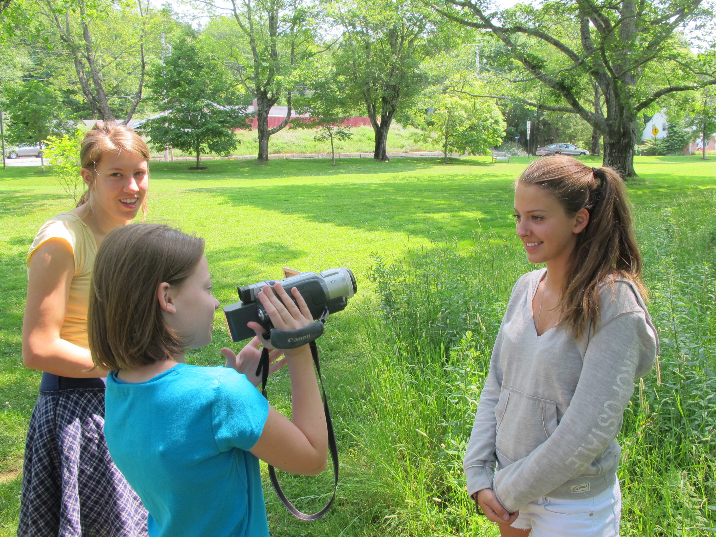 Our Wednesday-morning Earth News kid-reporter program has begun. Last week we went to the green in Seal Harbor to shoot video segments on bees, bugs, and each other.