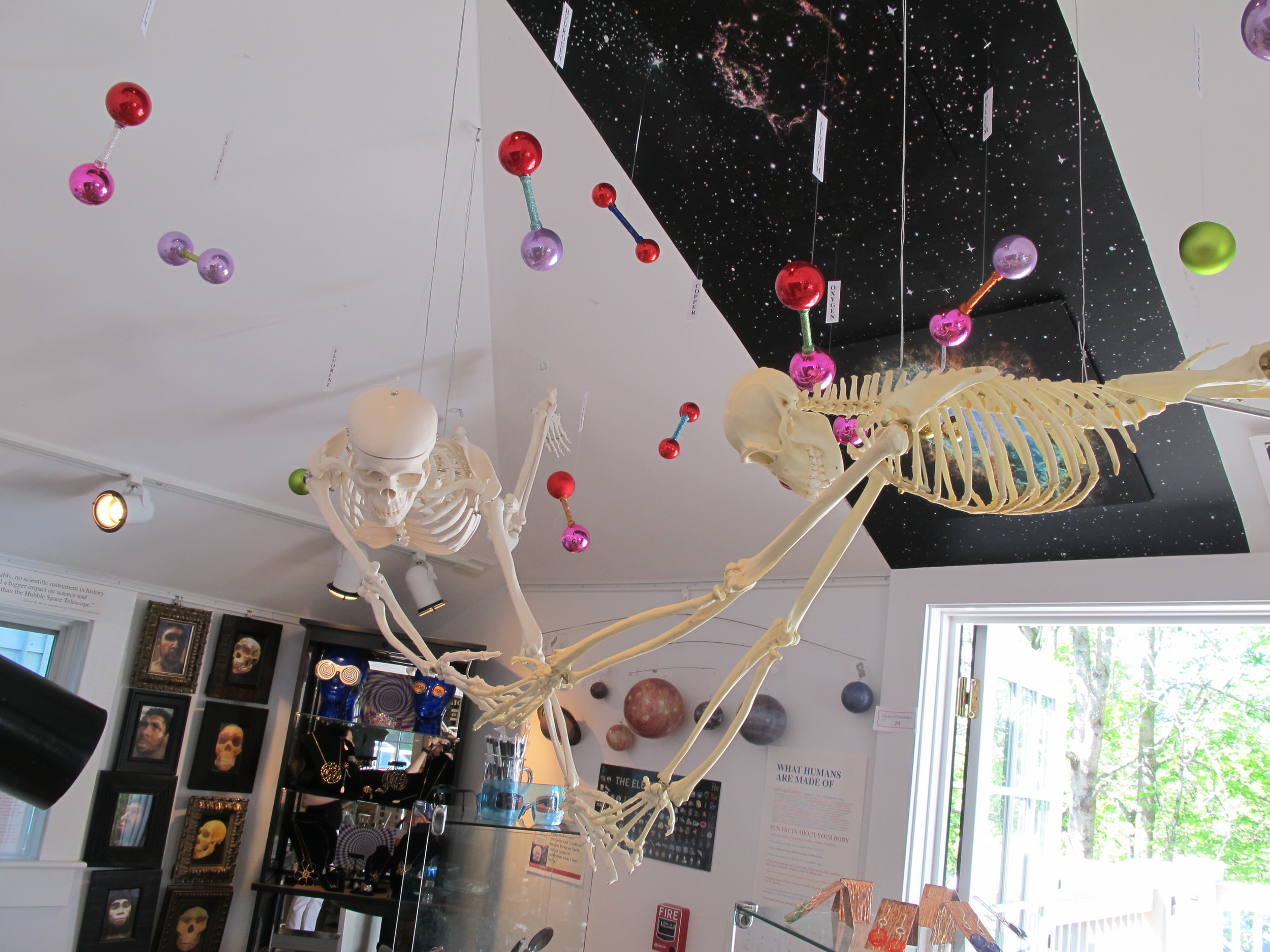 Things are flying in our astronomy room, which includes our own Hubble telescope (or perhaps I should say telly-scope) and a look at the creation in outer space of the chemical elements that make up our bodies.