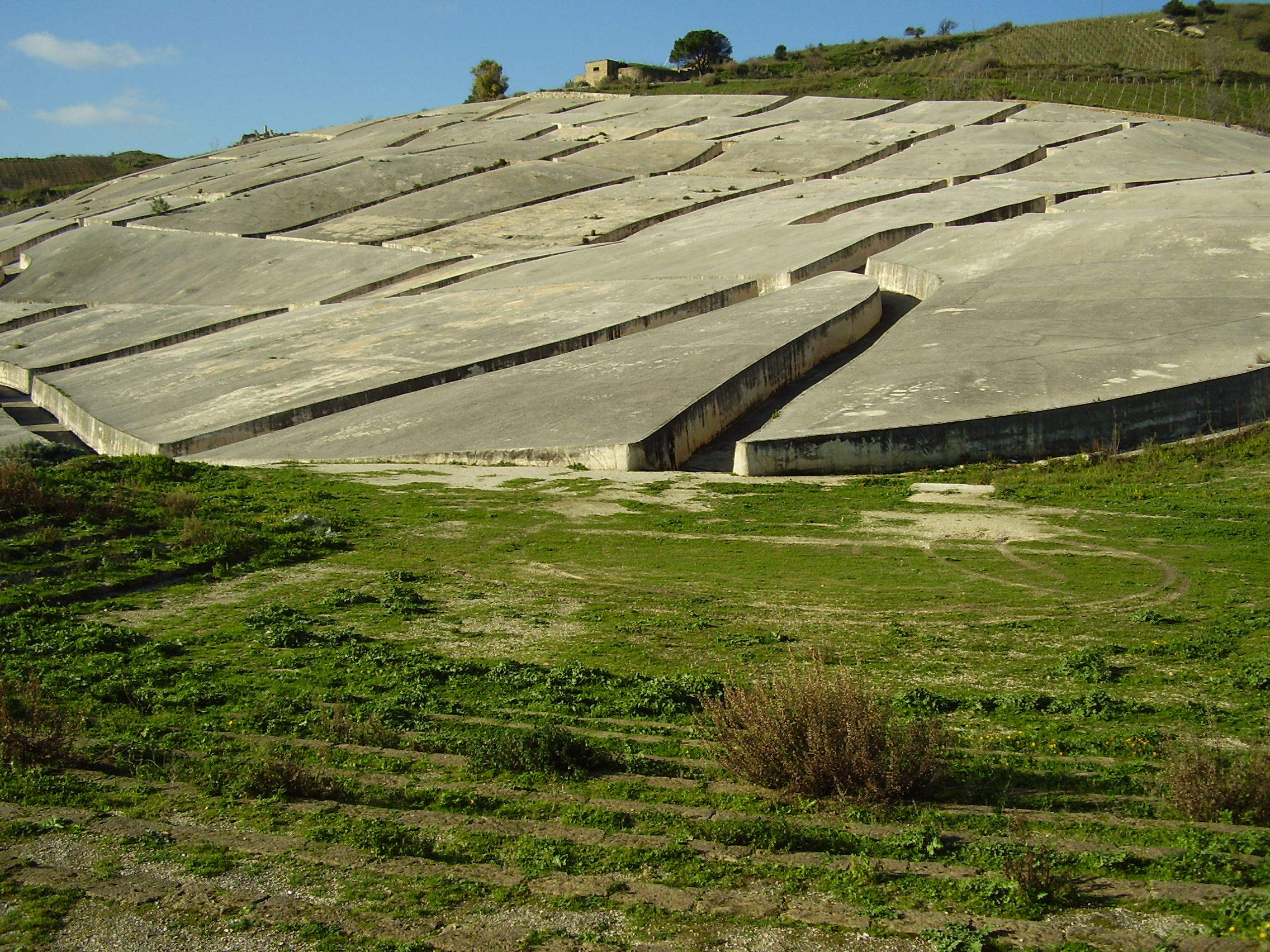 The earthquake-destroyed town after Alberto Burri covered it with concrete and turned it into an artwork.