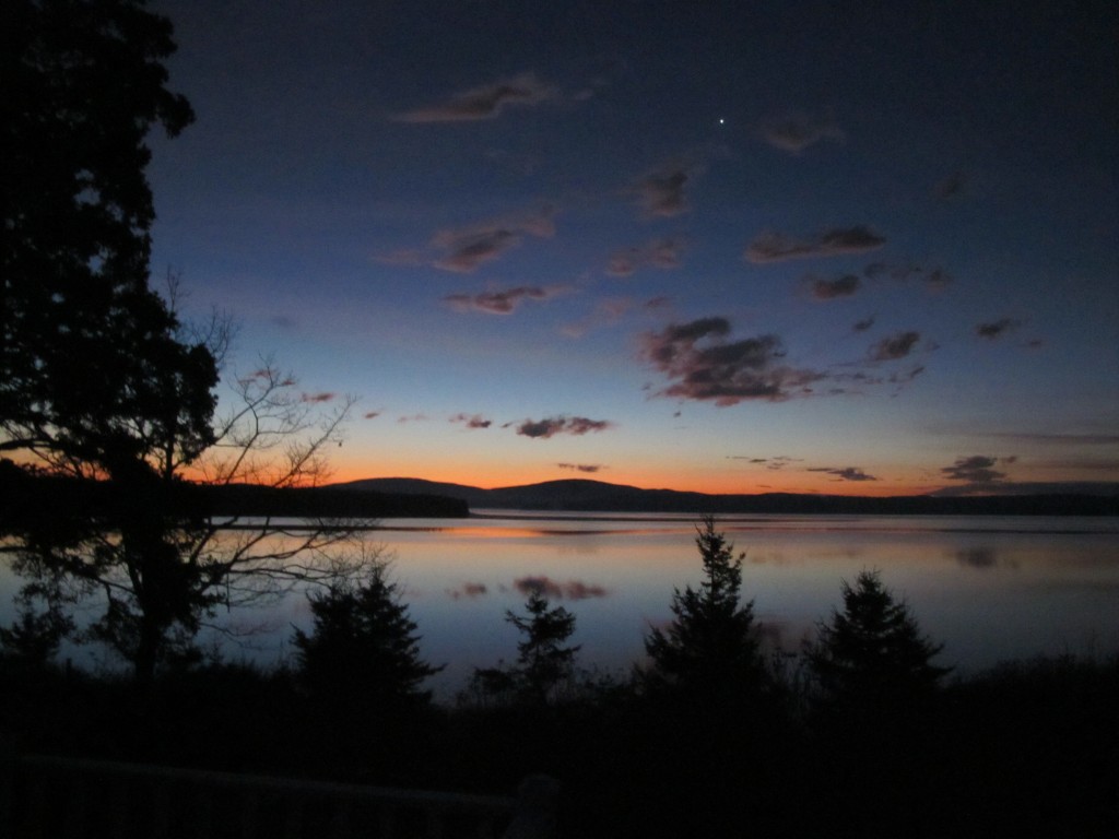 We've been getting a nice pre-dawn view of Venus, that little white dot at the top of the photo, and a good look each clear evening at Jupiter, which has been exceptionally close to the Earth this fall and extra bright.