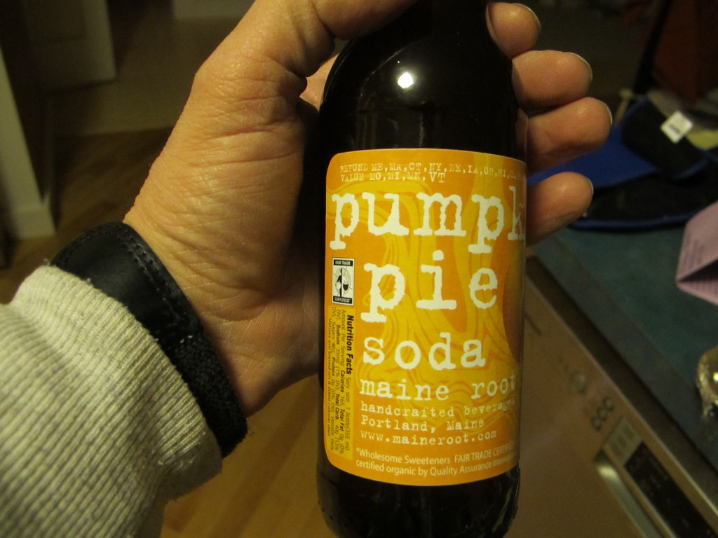 Yes, this really is pumpkin-pie soda. It's a Maine product, and we plan to try it with our, um, roast turkey.