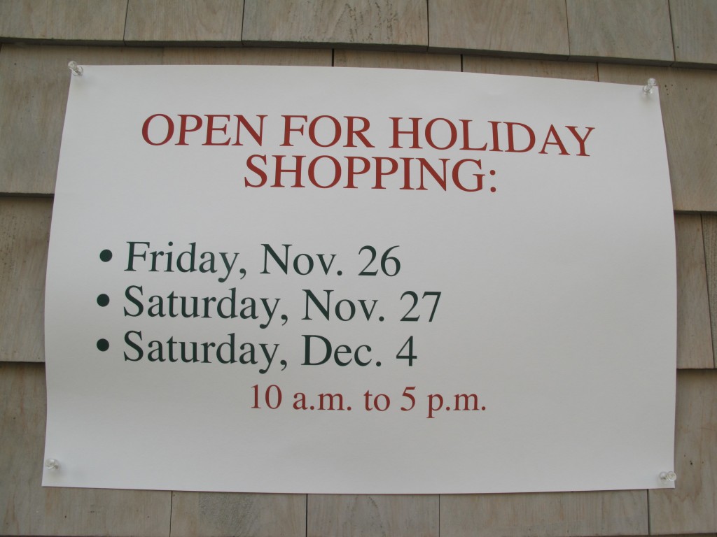 We could be open a few other days in December, but here's our current plan.