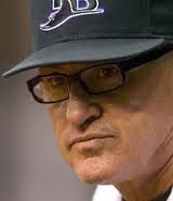 Rays manager Joe Maddon, whose spectacles have drawn comparisons to those of Elvis Costello and Spencer Tracy.