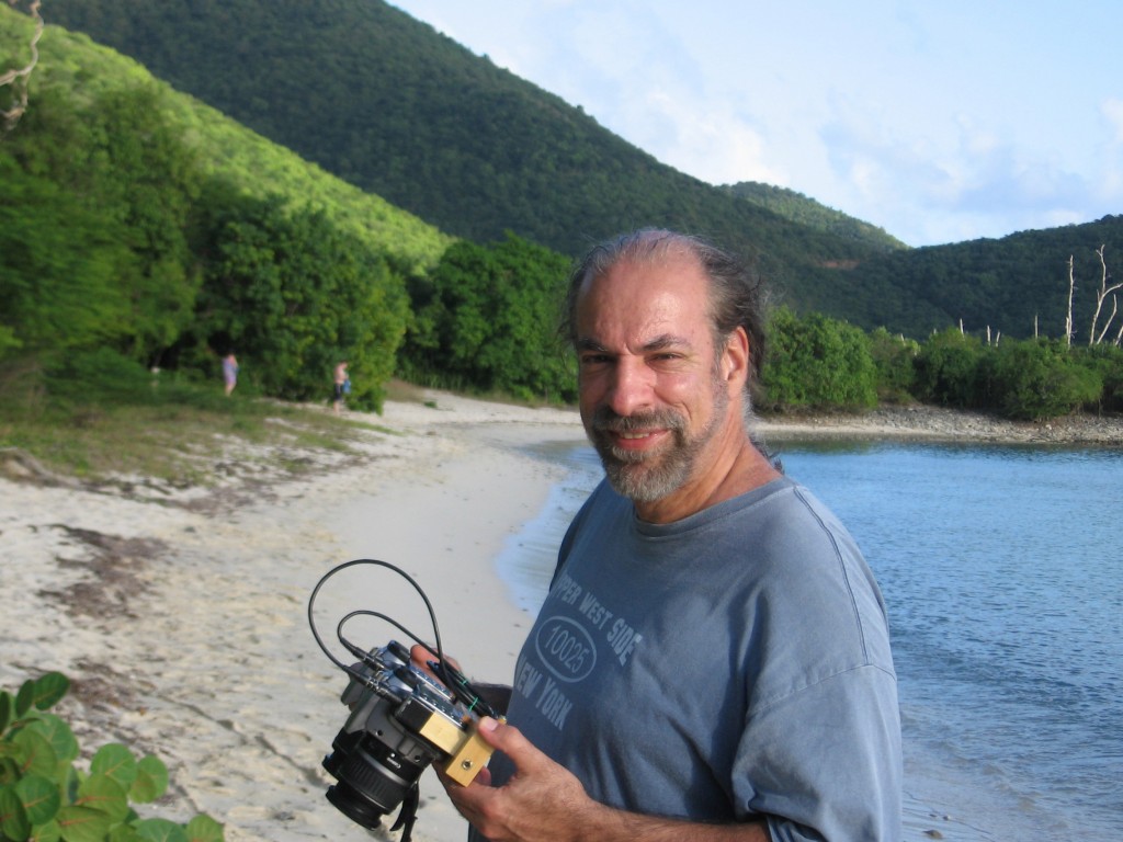 That's Rocco with a 3-D camera he created—it's two side-by-side cameras that he has rigged up to shoot simultaneously.