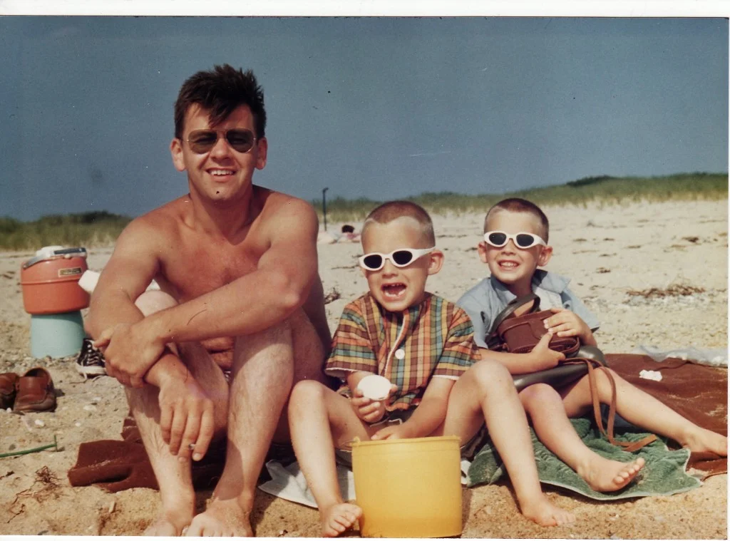 From left: Dad, Brian and I on Cape Cod, sometime in the 1960s