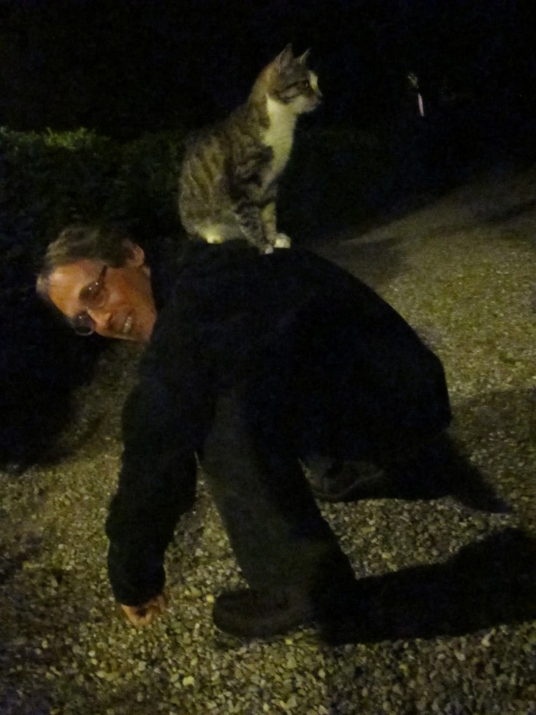 My best cat buddy came along for the ride when I went out to do a nocturne drawing.