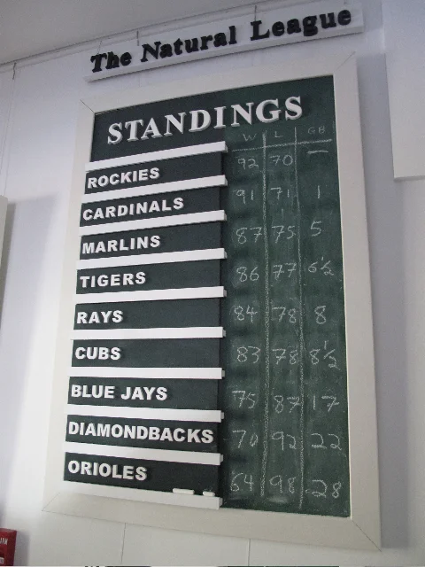 The final 2009 standings in the Natural League, made up of the nine major league baseball teams with names taken from nature.