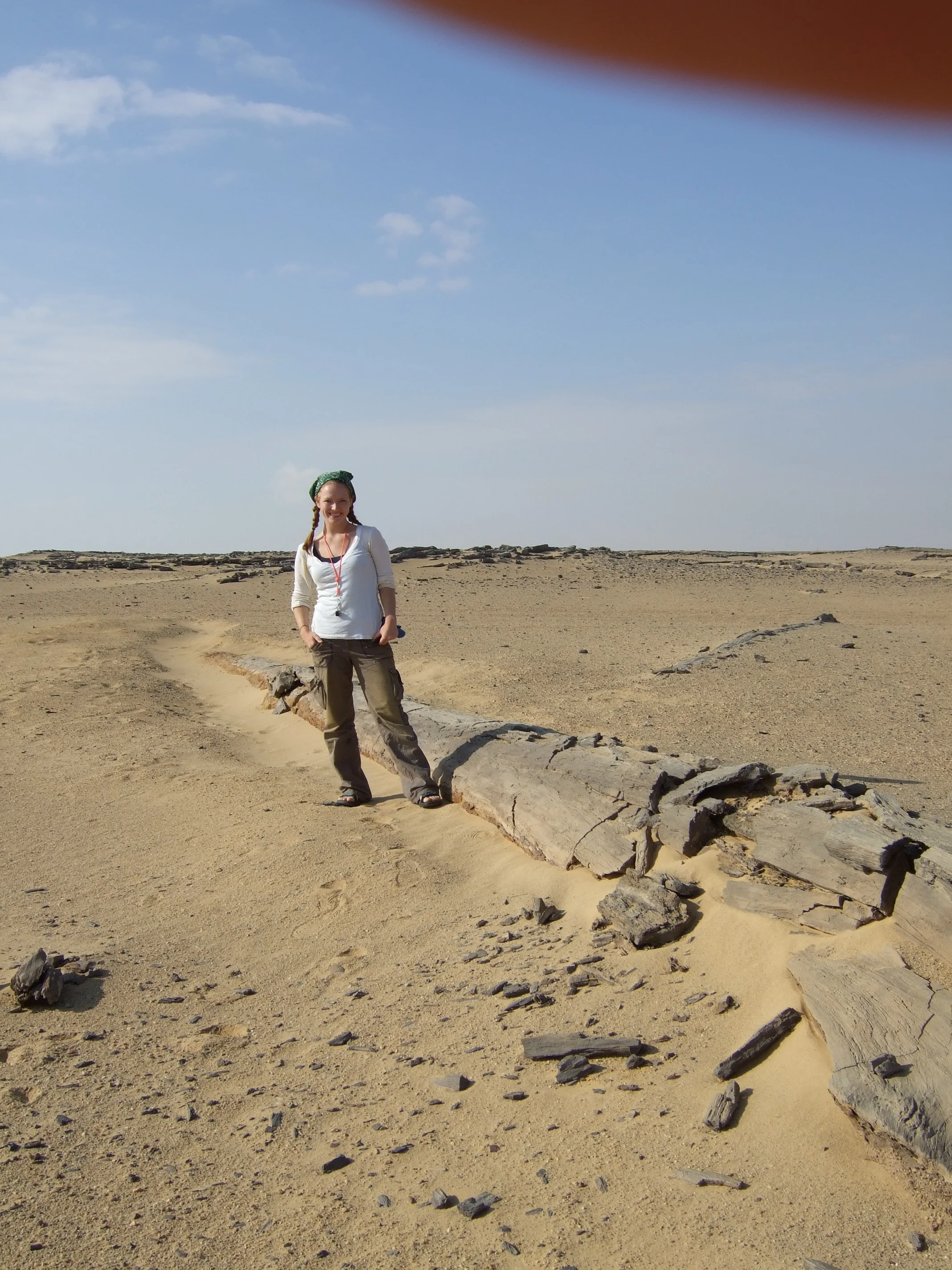  Standing near a petrified tree in the Fayum Depression, Egypt.&nbsp; 