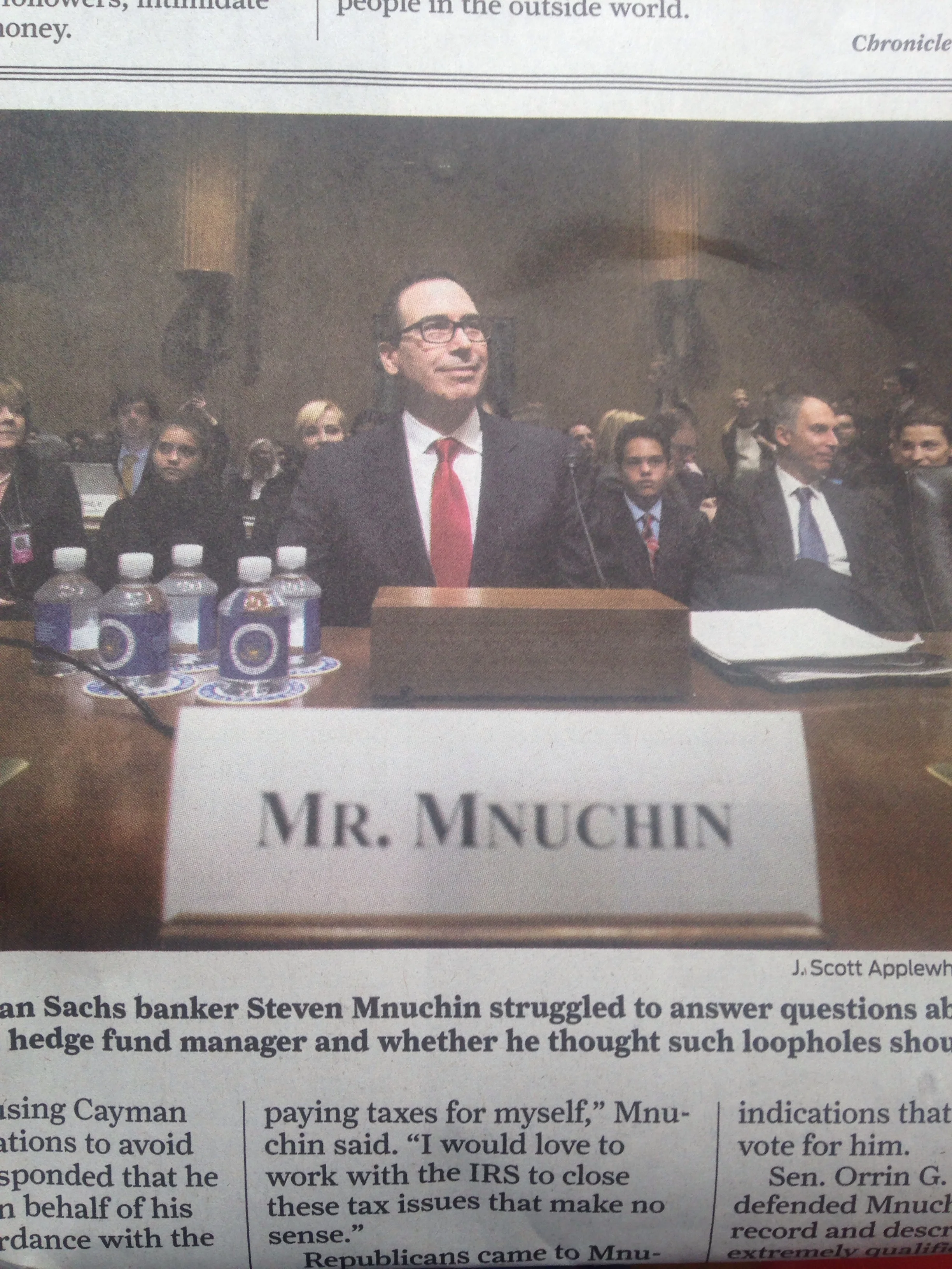 Steven Mnuchin, former Goldman Sachs partner and hedge fund manager, nominee for Treasury Secretary of the United States, January 19, 2017.