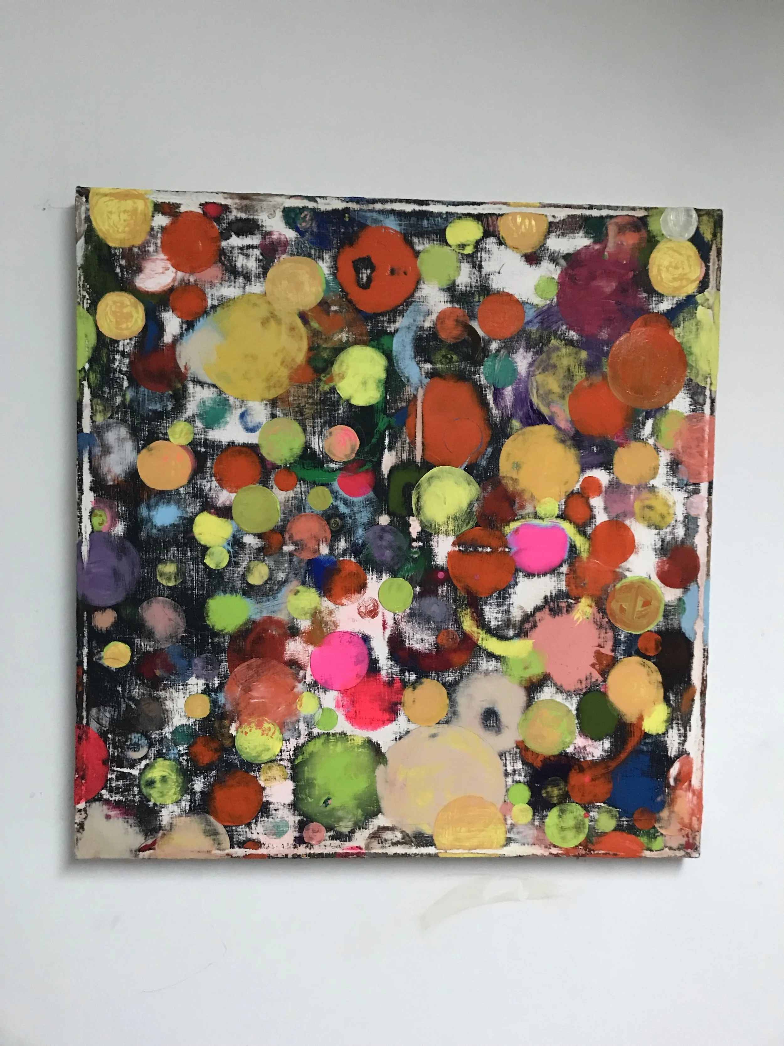 “Giotto”, painting in progress, acrylic on linen, March 12, 2019, photo by author.