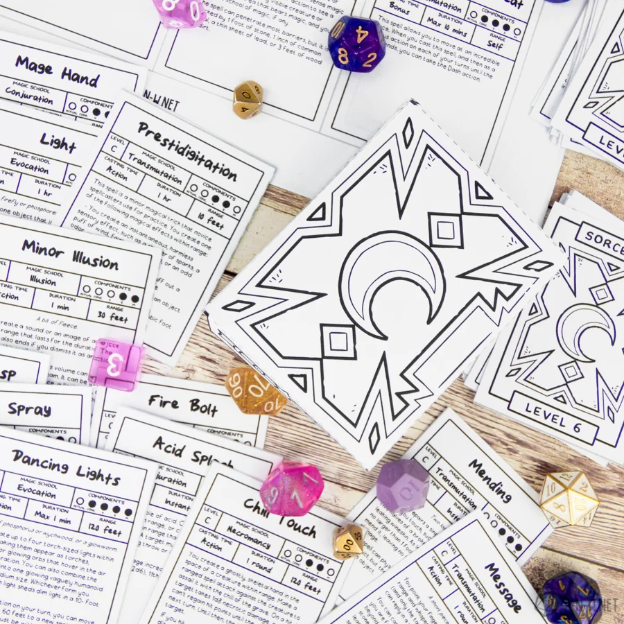 2024 5.2e Spell Cards for DnD  r-n-w