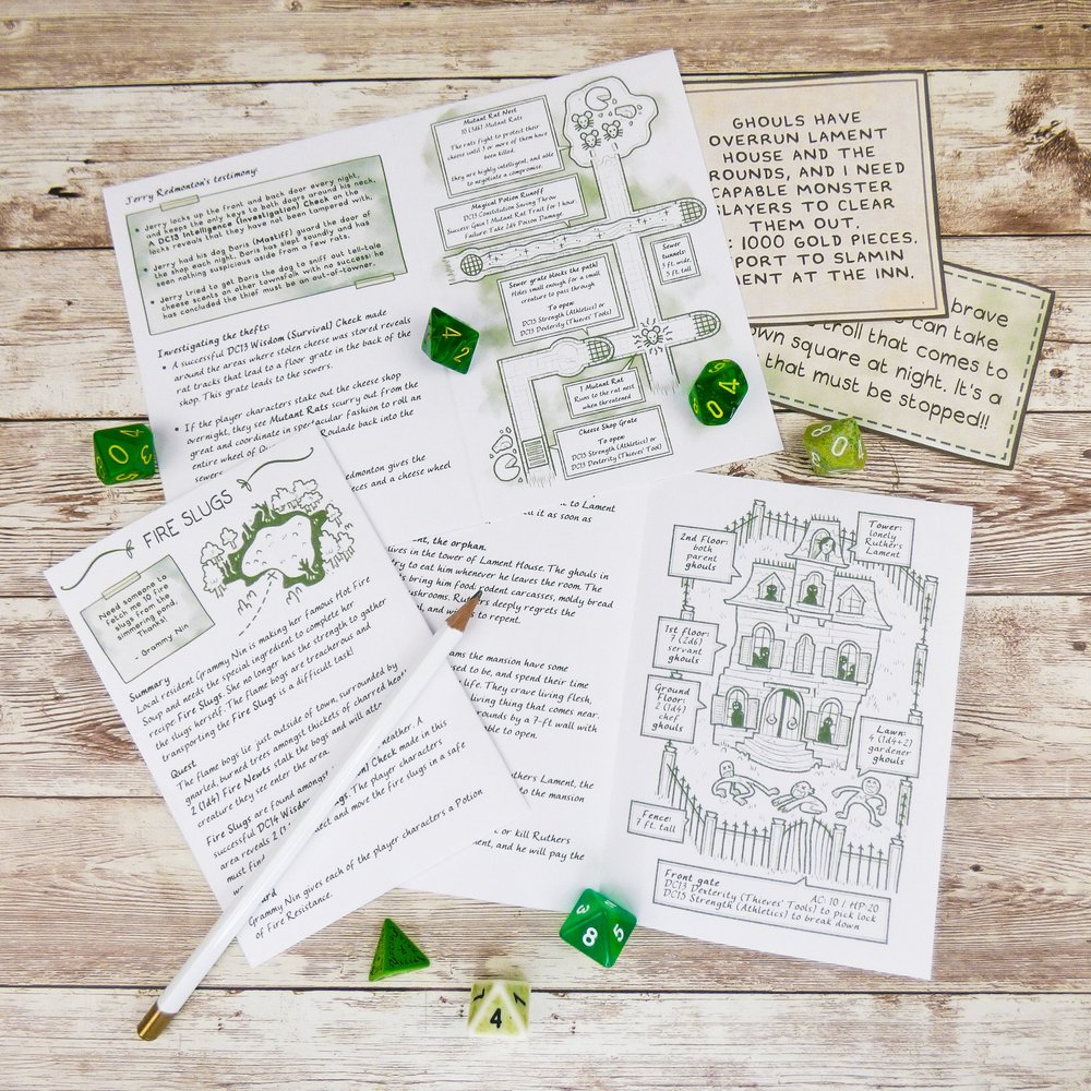 Dice Dungeons Quest Decks: The Notice Board - Fantasy RPG Side Quest Prompt Cards For D&D, Pathfinder