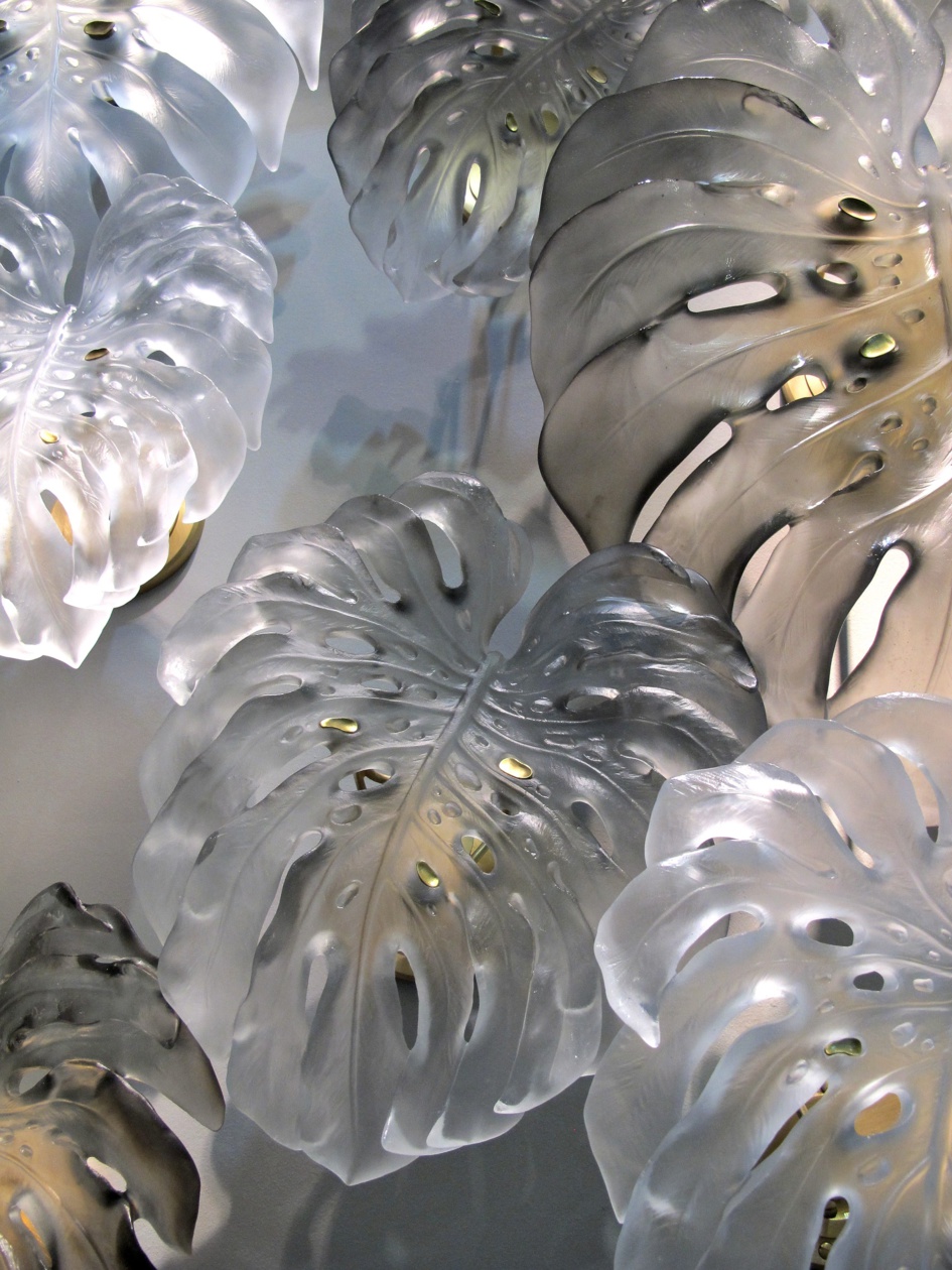Monstera Wall Leaves & Lamps, Daum Crystal Designed by Emilio Robba.jpg