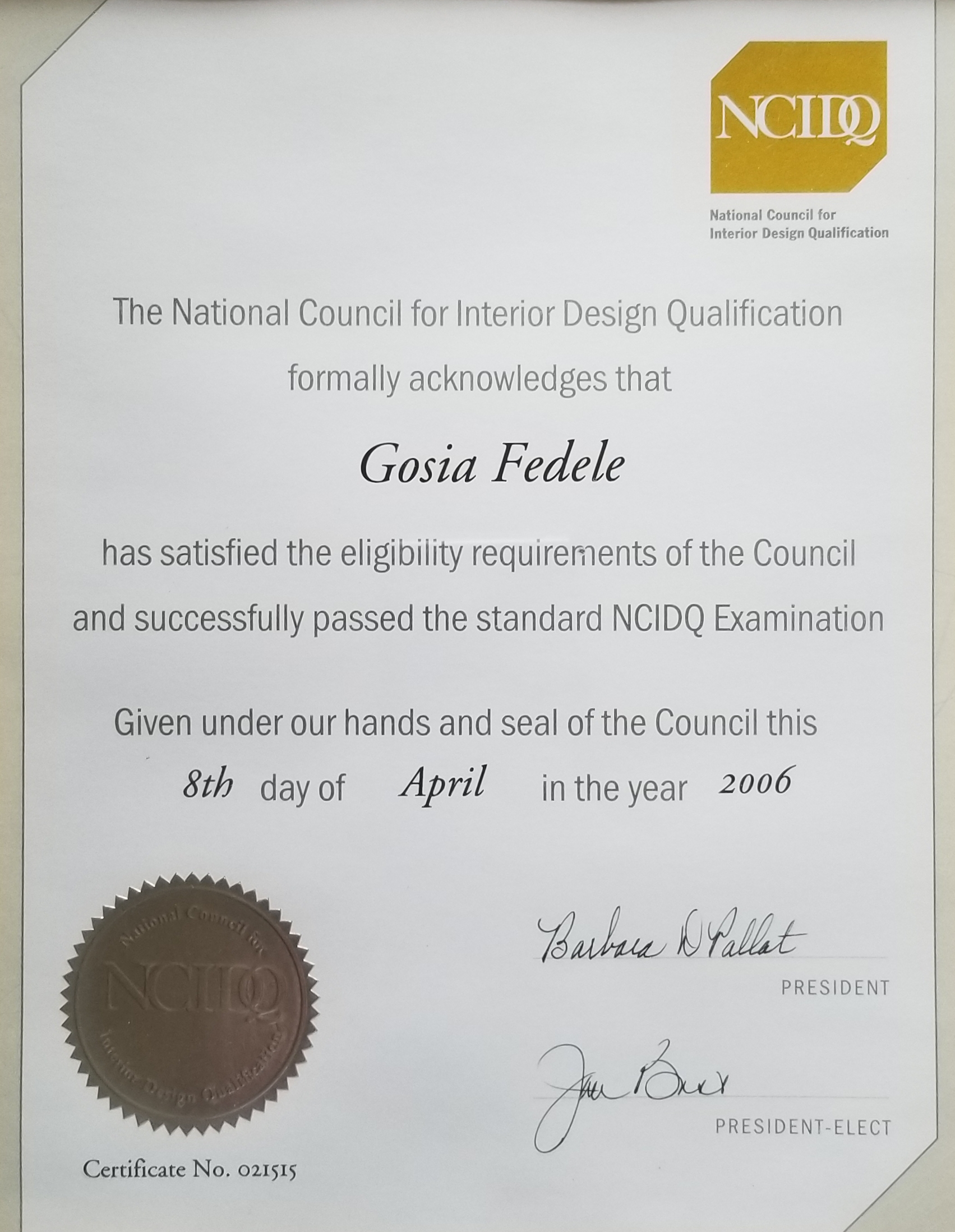 NCIDQ Exam, Interior Design Certification