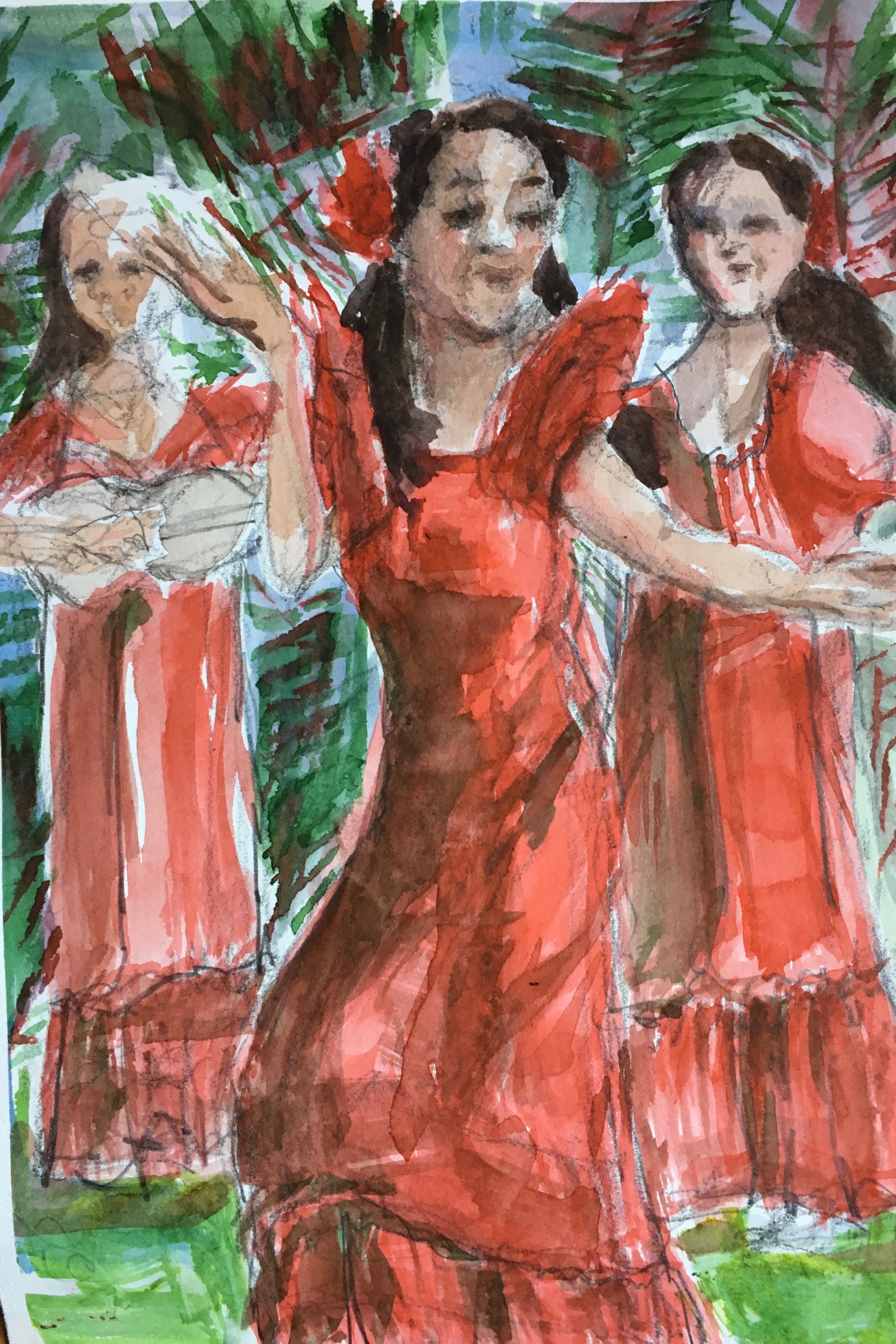 Red Hula Dancers