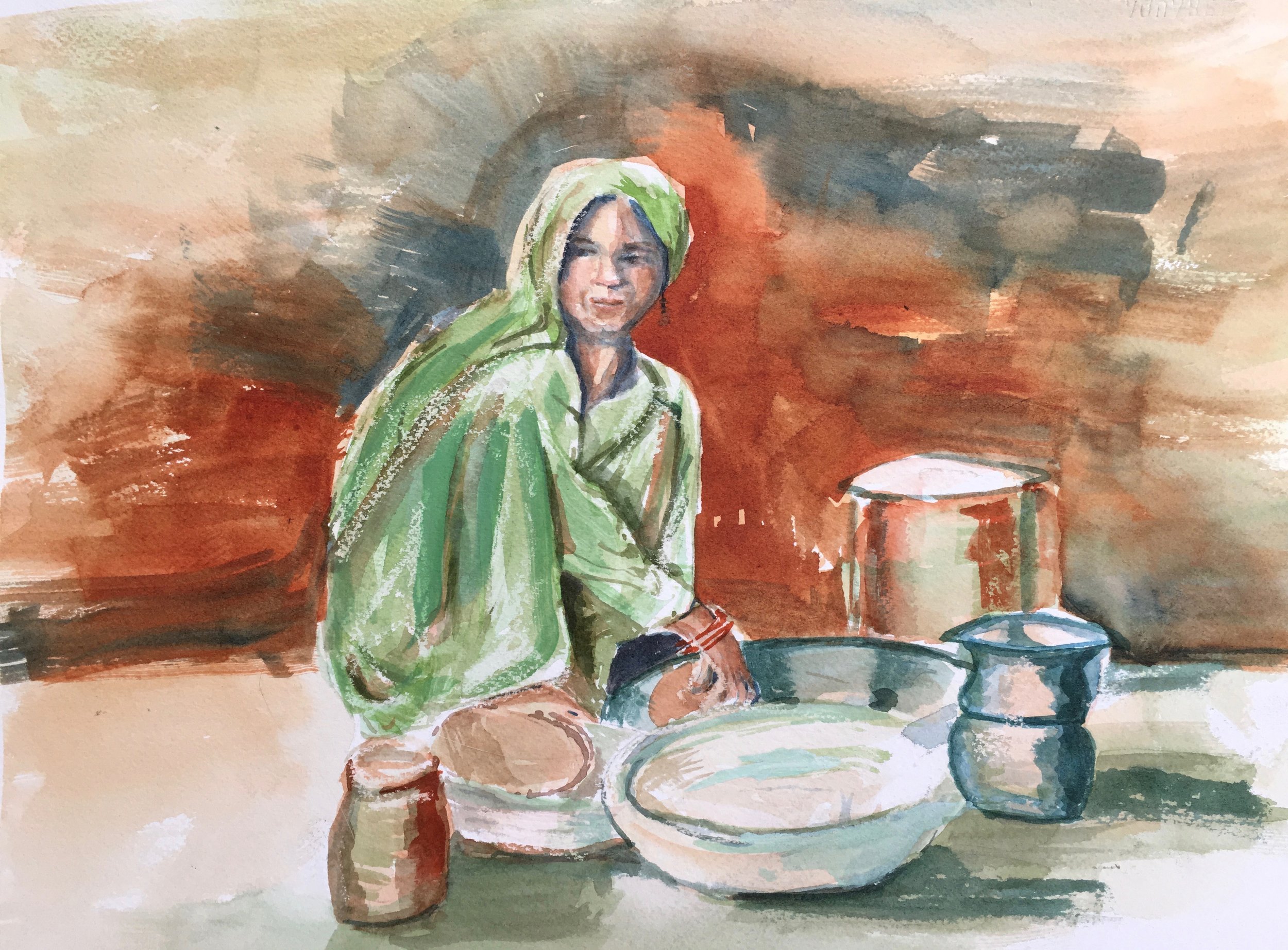 Sumati's Chapatis, Jaipur, India  11"x15"