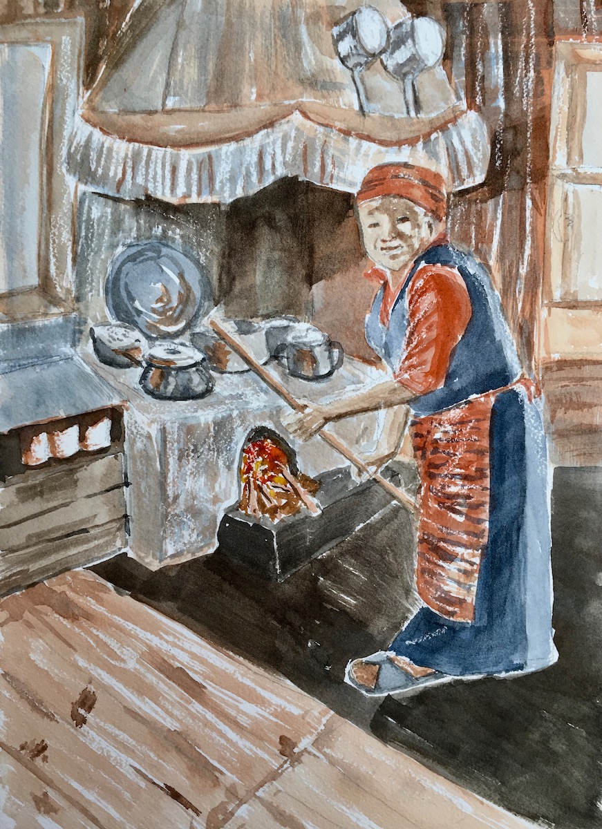 Lakpa Dorje's Cook Stove, Lukla, Nepal  11"x15"