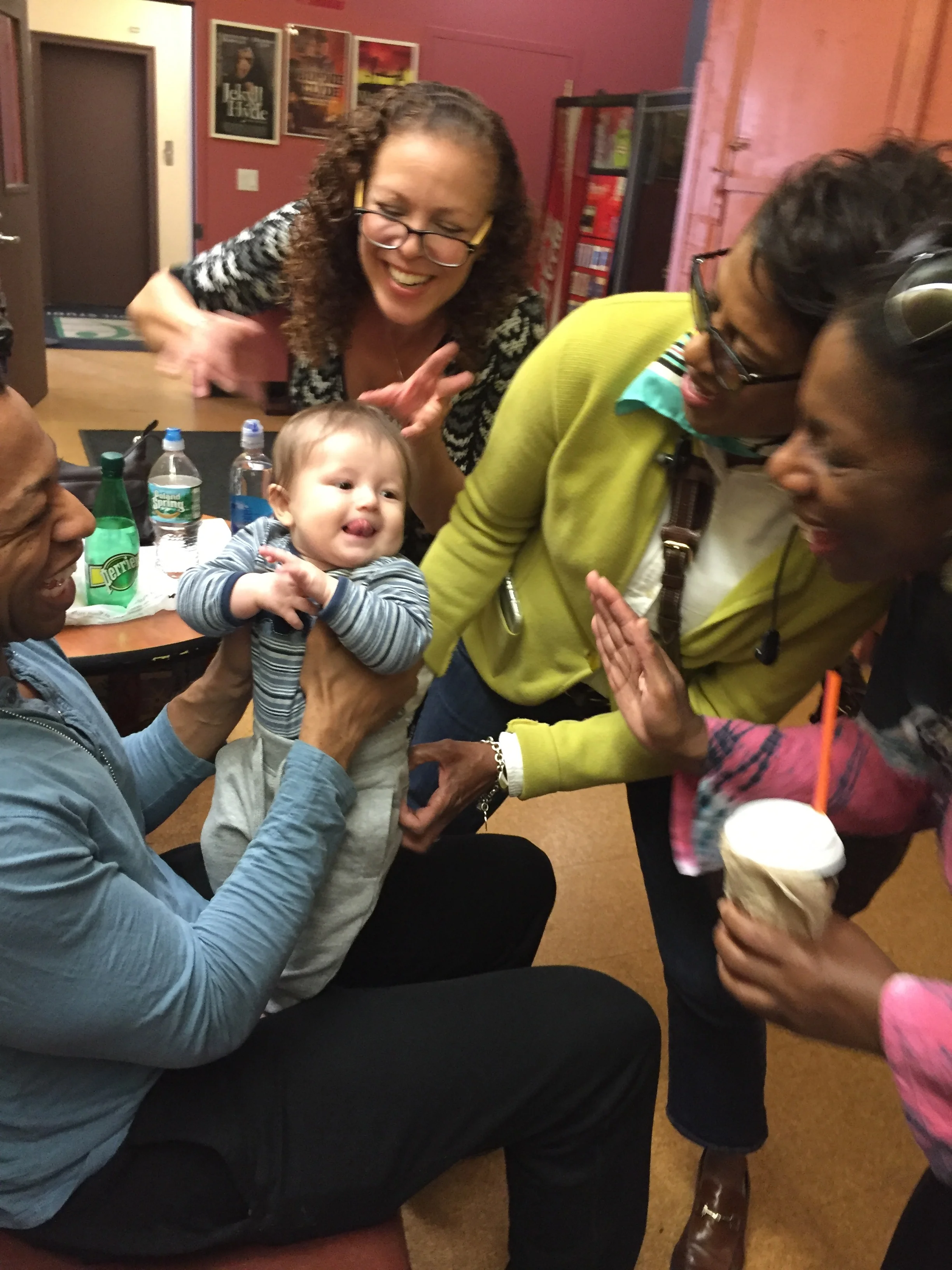 Members of BIV (l to r: Derrick Baskin , Laura Dean , Marva Hicks and Virginia Woodruff ) with my son, Oscar.