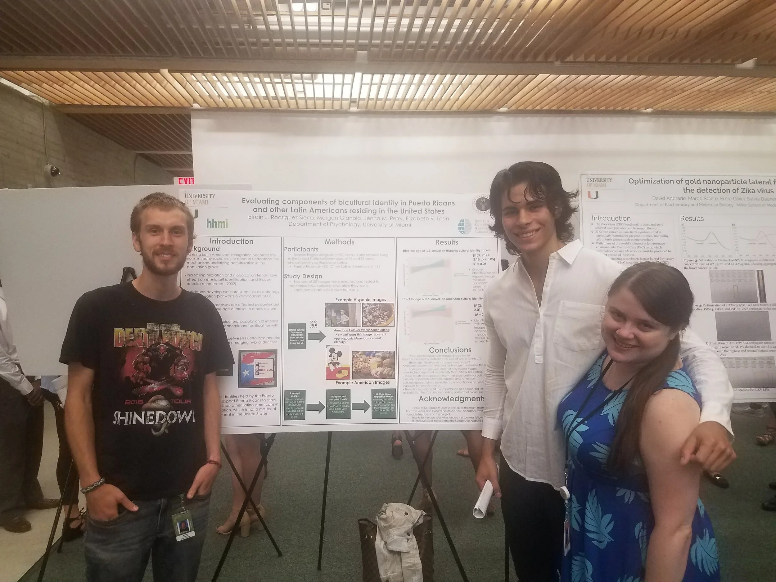 Throughout the summer, Efra was mentored by two senior lab members. From left to right : Morgan Gianola, Efrain Rodriguez Sierra, Jenna Perry.