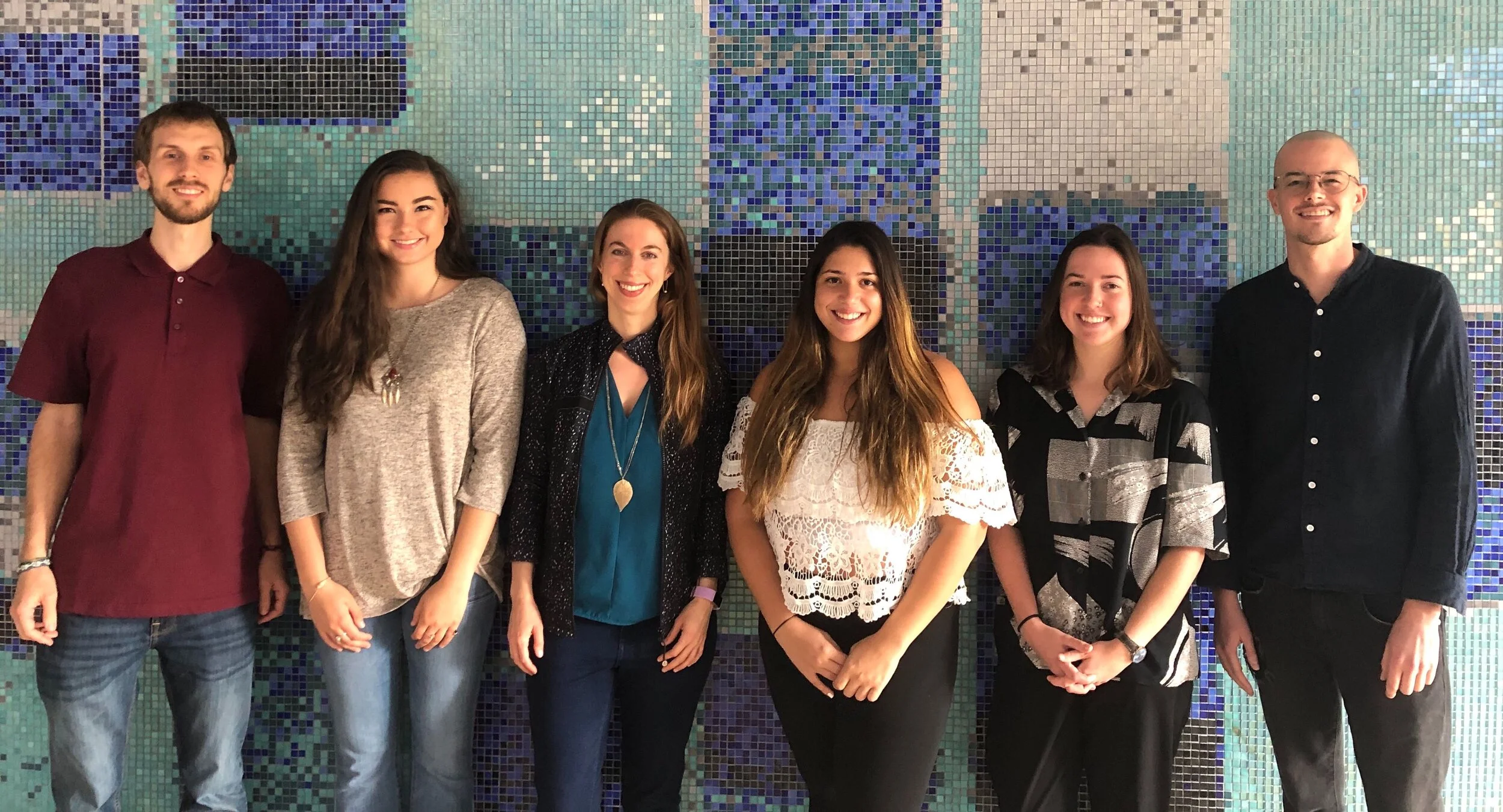 Left to right: Morgan Gianola our 3rd-year grad student, Emma Choplin our Research Coordinator/Lab Manager, Dr. Elizabeth Losin our PI, Mary Christodolou our junior-year RA, Madeleine Snider our senior-year RA, and Steven Anderson our 5th-year grad …