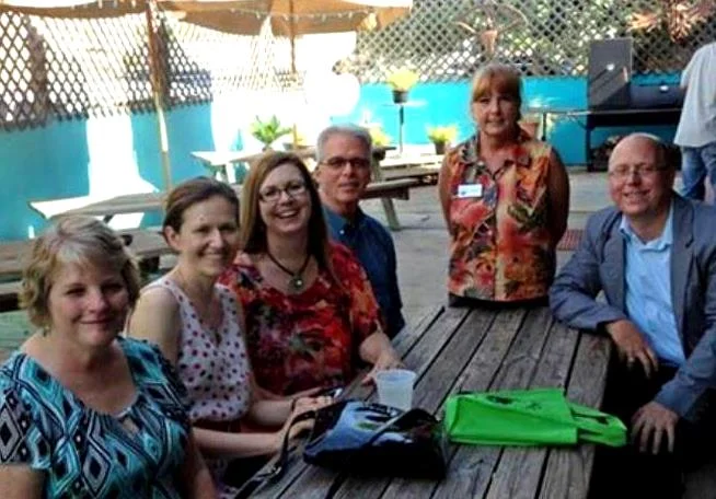 Patrice Frey (second from left) visited with several Main Street Managers during her visit to Texas.