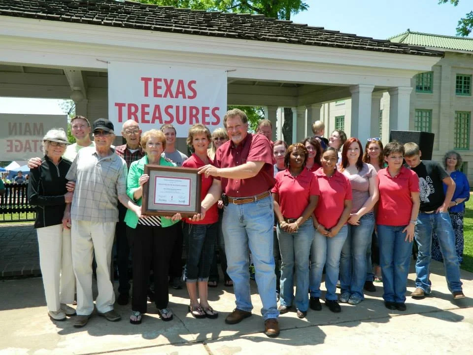During May, a Texas Treasure Business Award was presented to the San Augustine Drug Co. Representing the company at the ceremony included (left to right): Dottie Jones, Dr. Gordon Jones, Virginia Bridges, Debbie Jackson, Mike Jackson, along with oth…