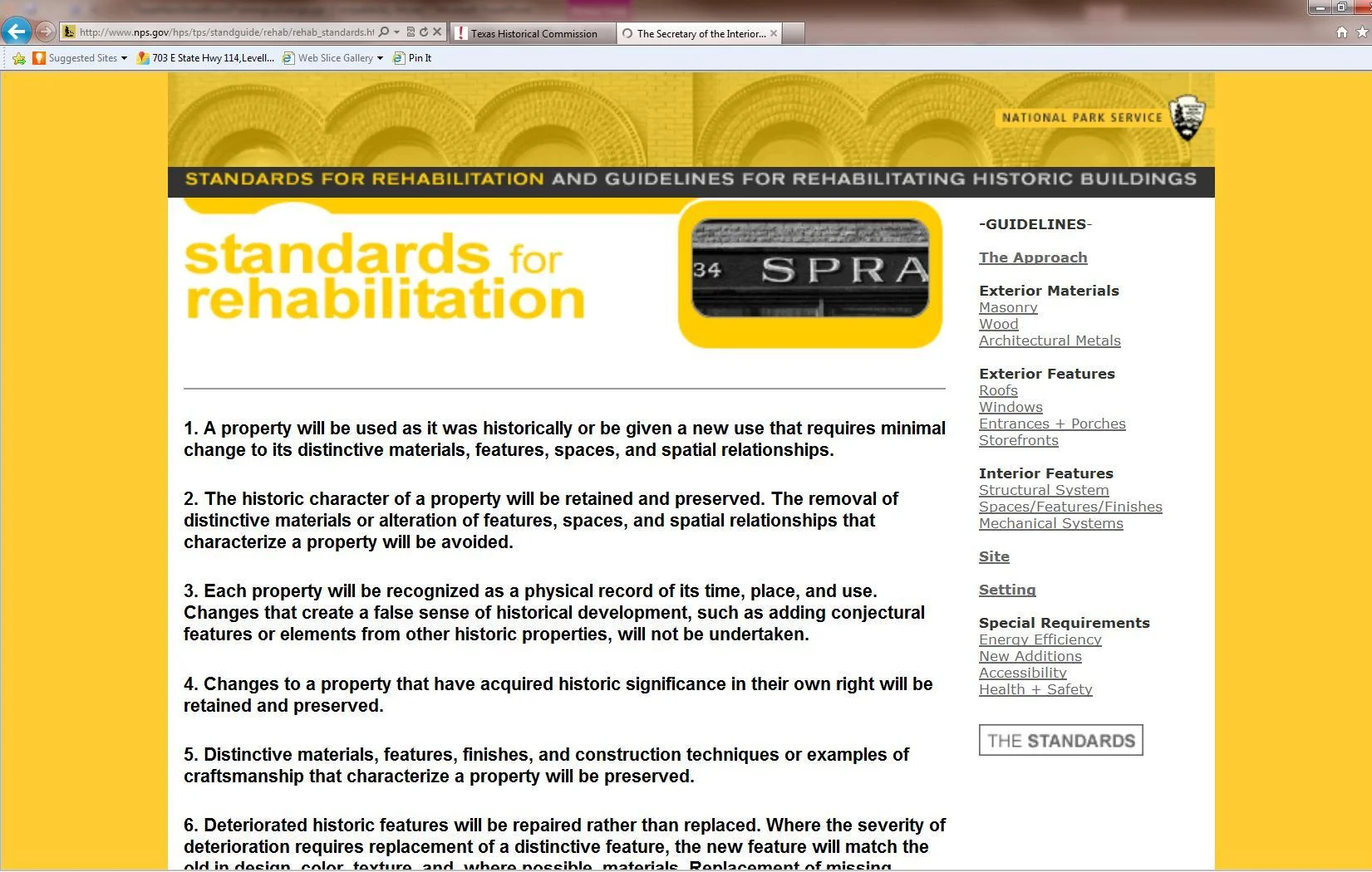 Secretary of the Interior Standards for Rehabilitation webpage www.nps.gov/hps/tps/standguide/rehab/rehab_standards.htm