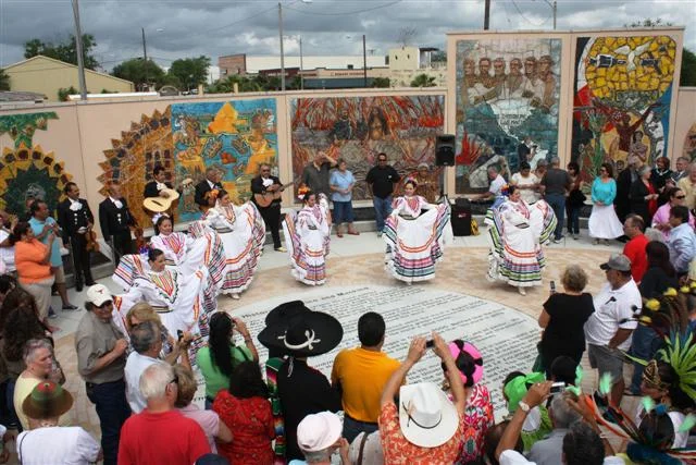 Centennial celebration at The History of Mexico and Mankind mural site.