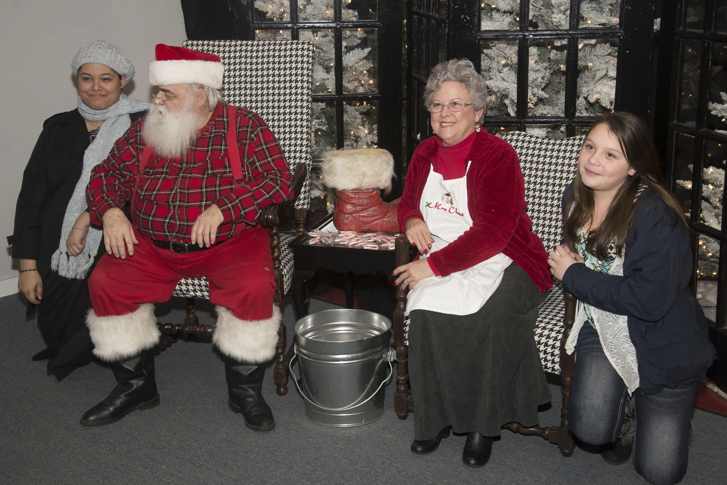 Check out Santa’s Workshop where you can make “reindeer” food and get your picture taken with Santa and Mrs. Claus.