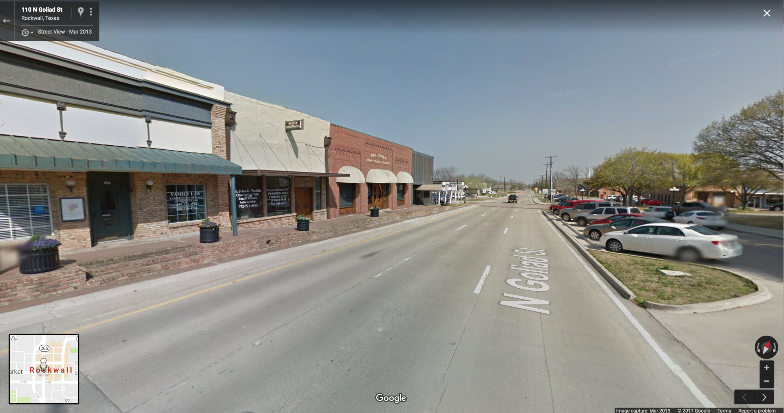 N. Goliad Street re-intentioned by TxDOT for high speed through traffic-Google Street View 2013.