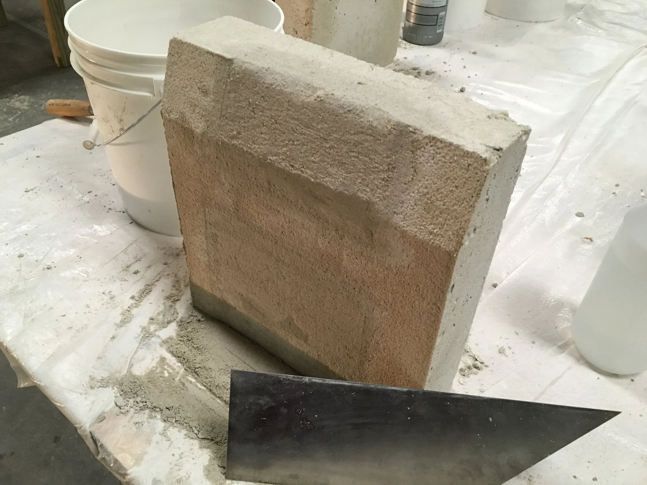 Finally, the mortar mixture is troweled by hand into the space. Once the repair material sets, it isscraped or carved to match the surface finish of the masonry.