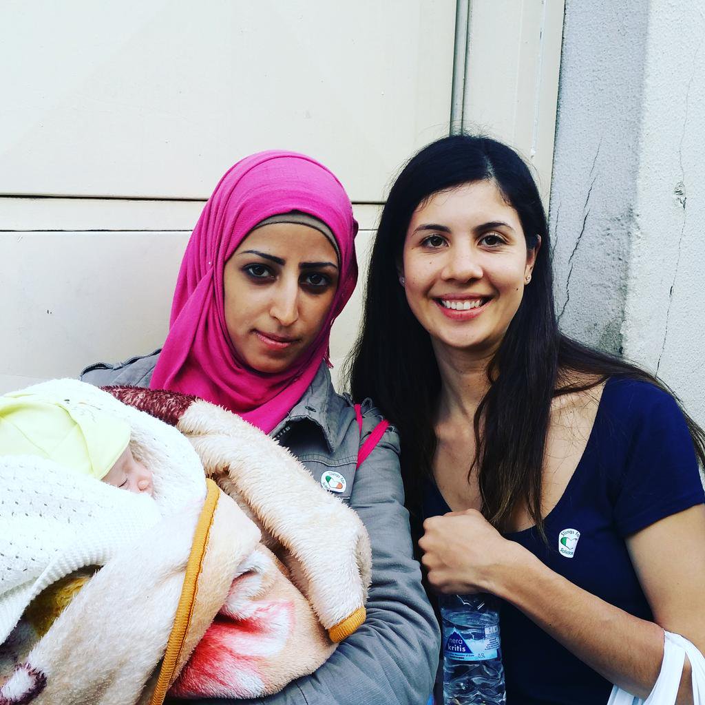 Baby Lara from Syria receives a sling last year