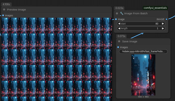 Close up of a workflow allowing us to capture the last frame