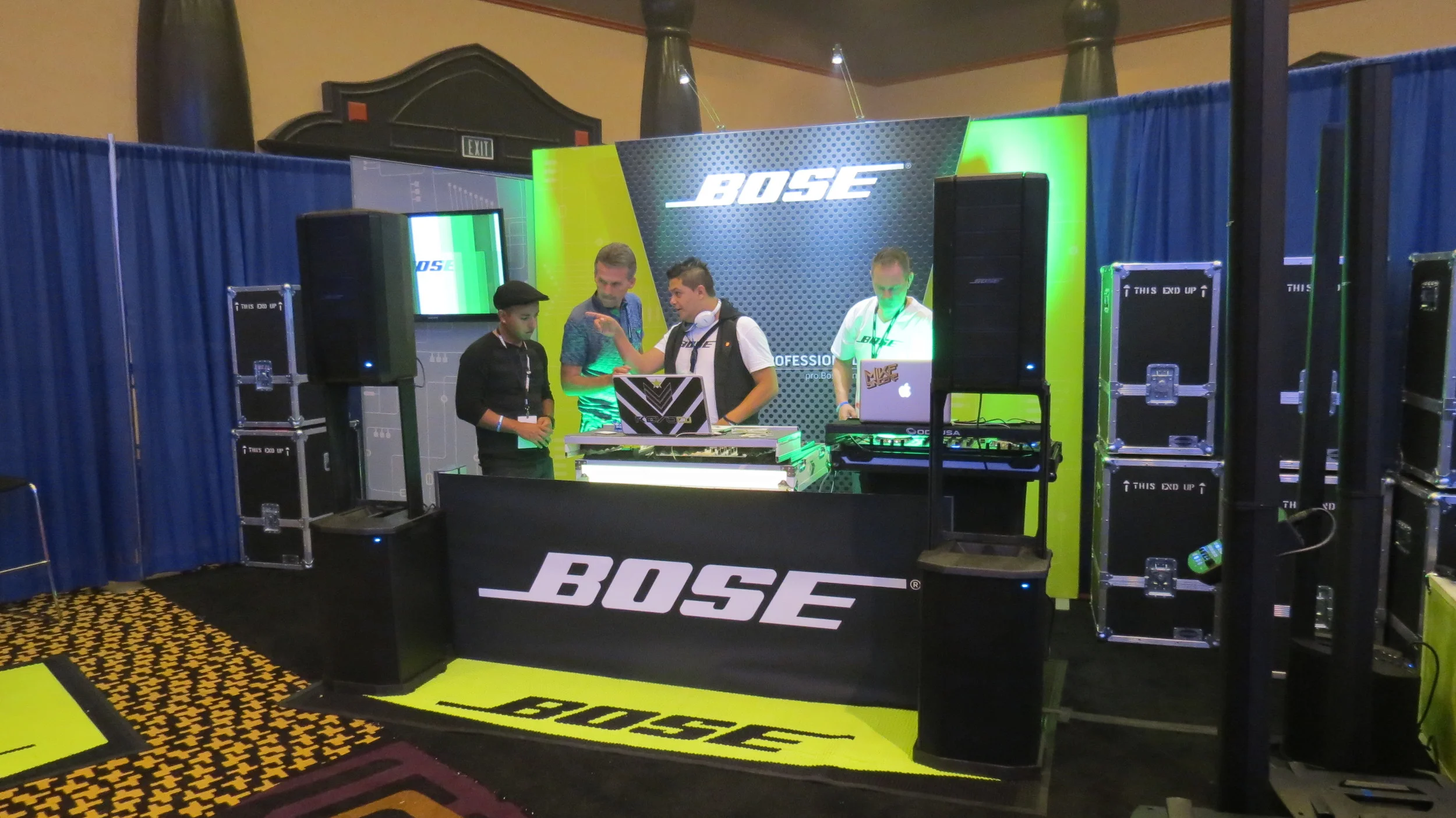 DJs checking out the latest gear from LVDJS sponsor, Bose.