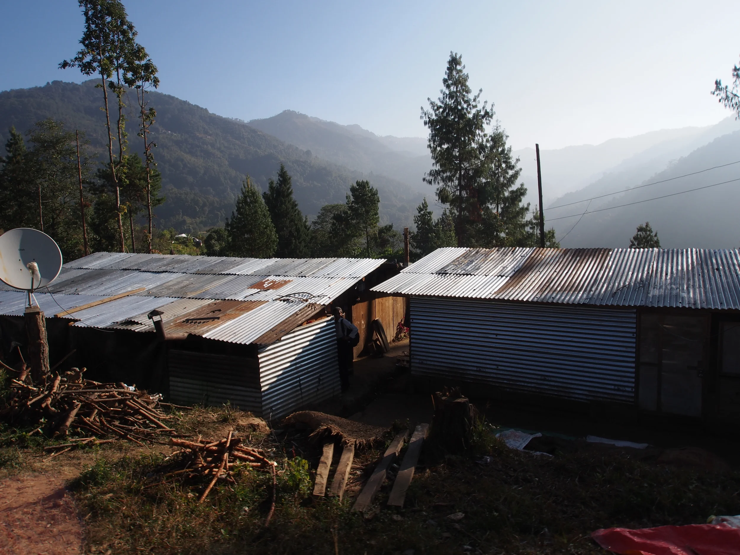 Temporary Living Shelters in Thulo Dading (and much of Nepal's rural hillsides. While "temporary," these will likely be here for 5+ years given rates of reconstruction.