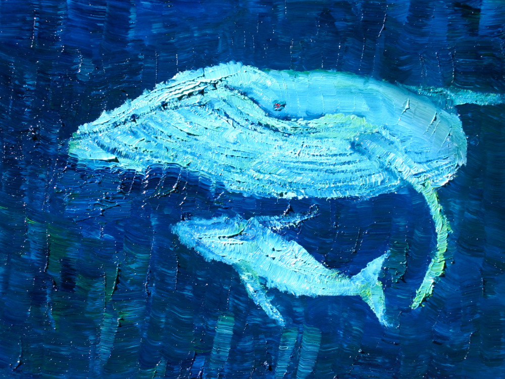 Stephanie Burns, Migaloo And Calf Play , 2013