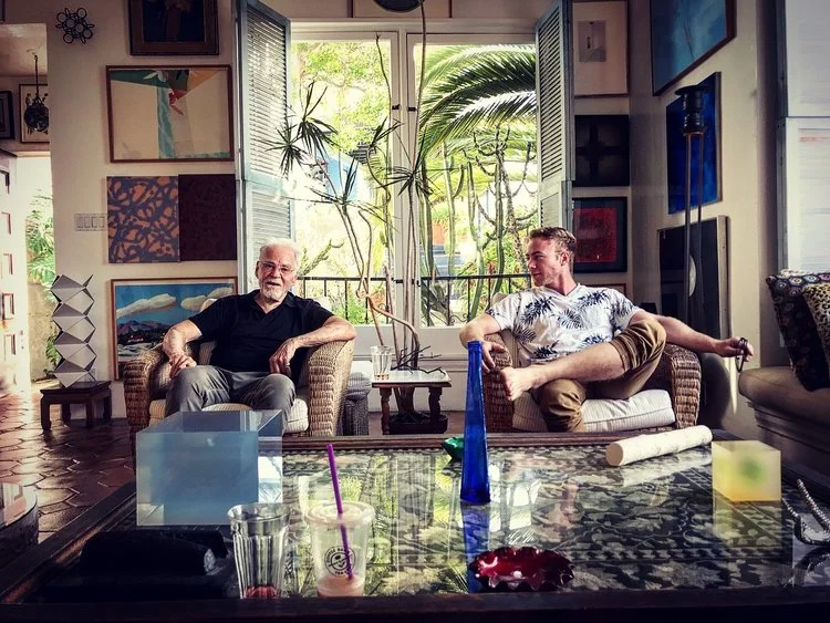 Don Bachardy and in his iconic livingroom in LA