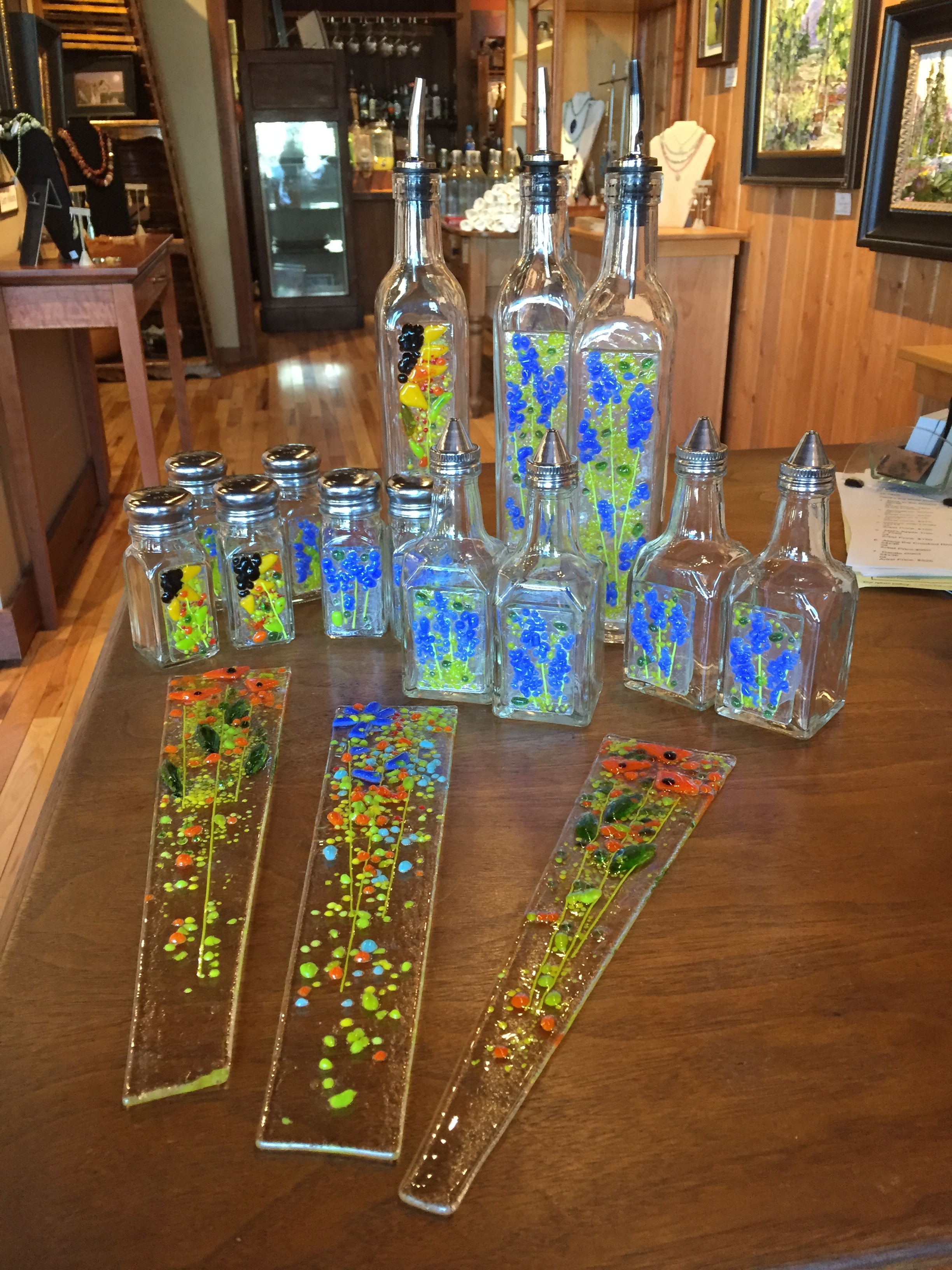 Kitchen Fused Glass and Plant sticks, Edie Shelton
