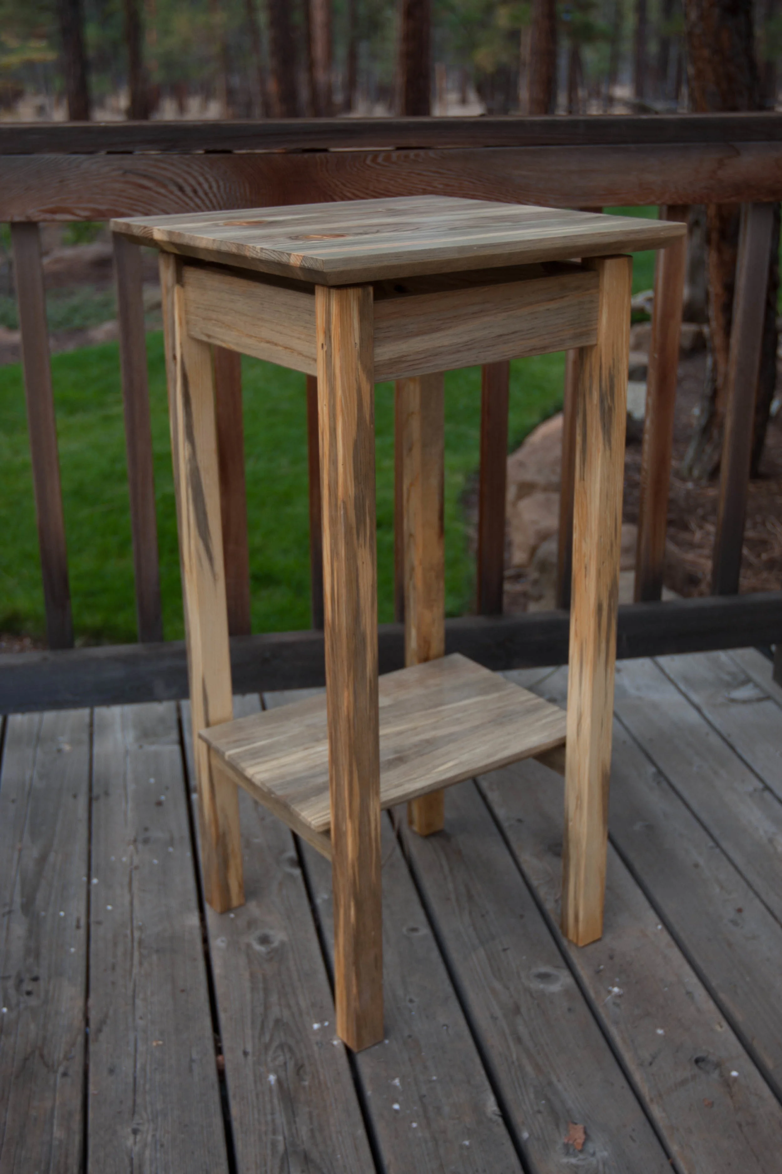 Pine Pedestal with Shelf by Bob Bousquet