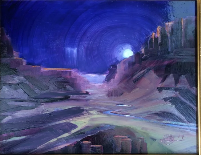 Moon Setting Over Castle Valley Utah. 11x14 oil on board, October 2014 (Available)