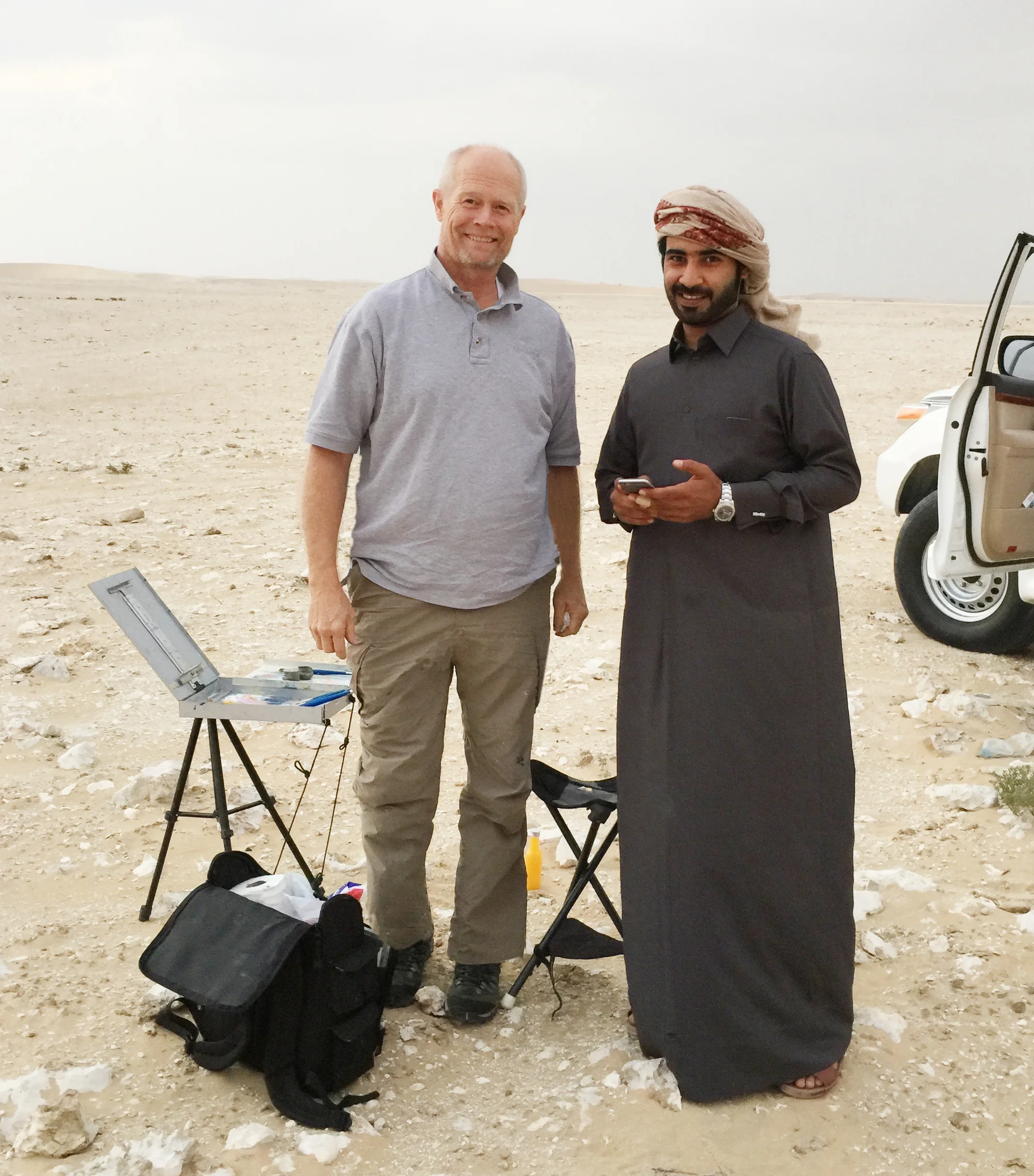  Learning about a wonderful culture has been enlightening. I was looking toward Mahmud's camel racing complex when he came to see what I was doing.&nbsp; 