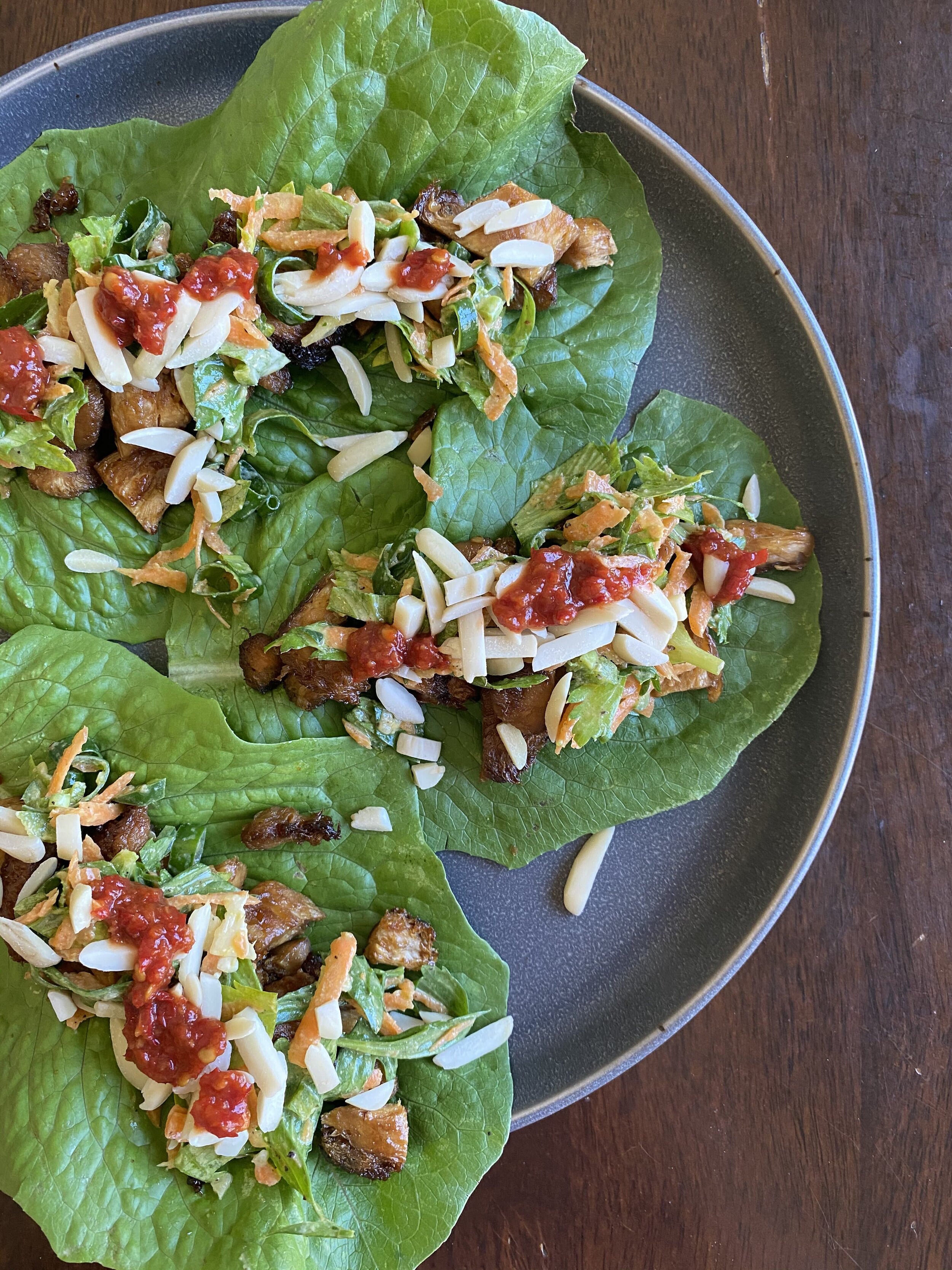 Teriyaki Lion's Mane Lettuce Wraps