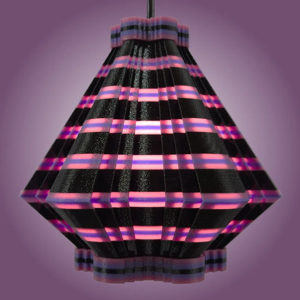 Facets plum and black pendant lamp seen from the side