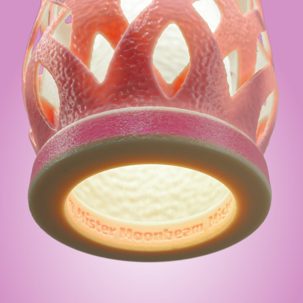 Wovenly pink pendant lamp seen from the bottom
