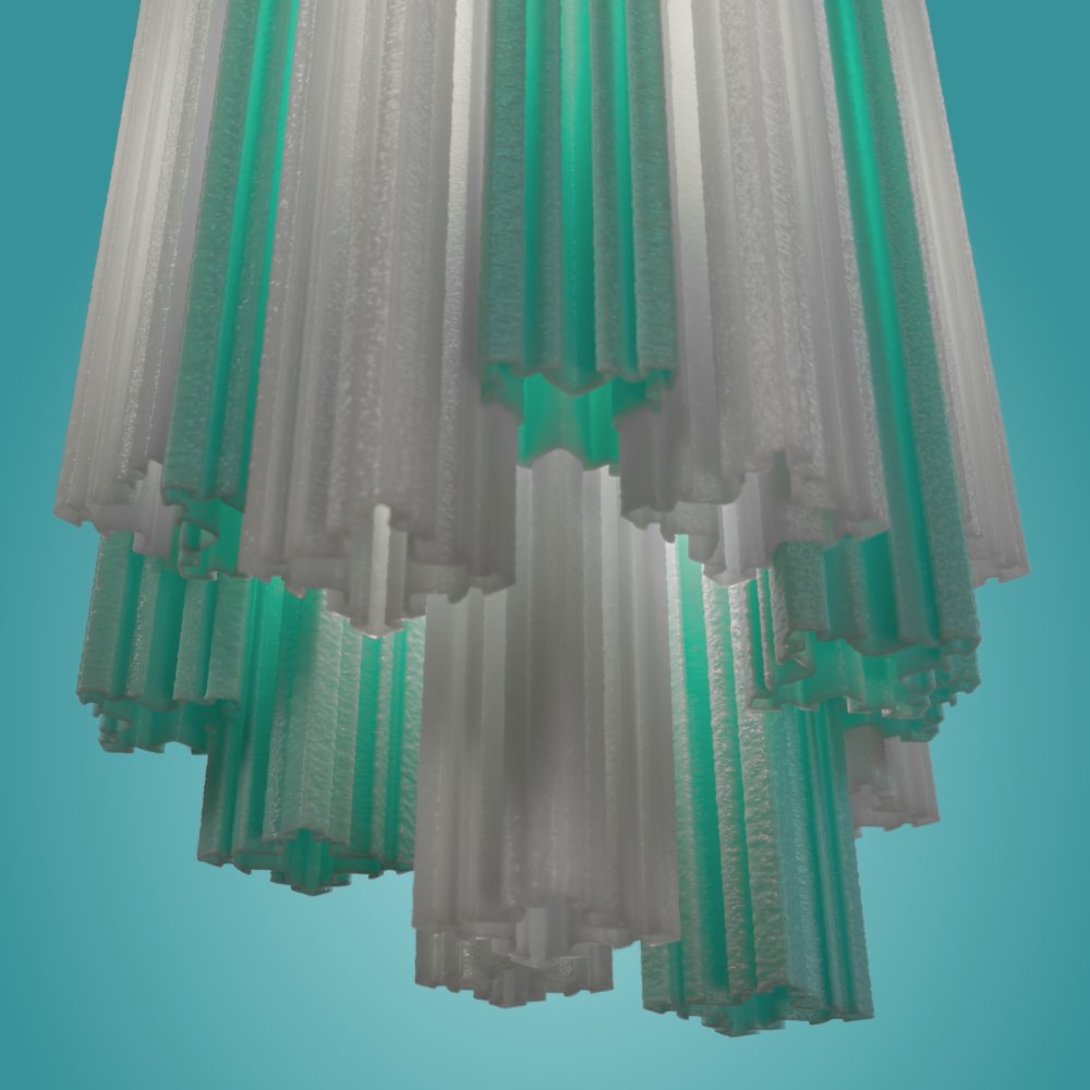 Churros pendant lamp in blue seen from the bottom