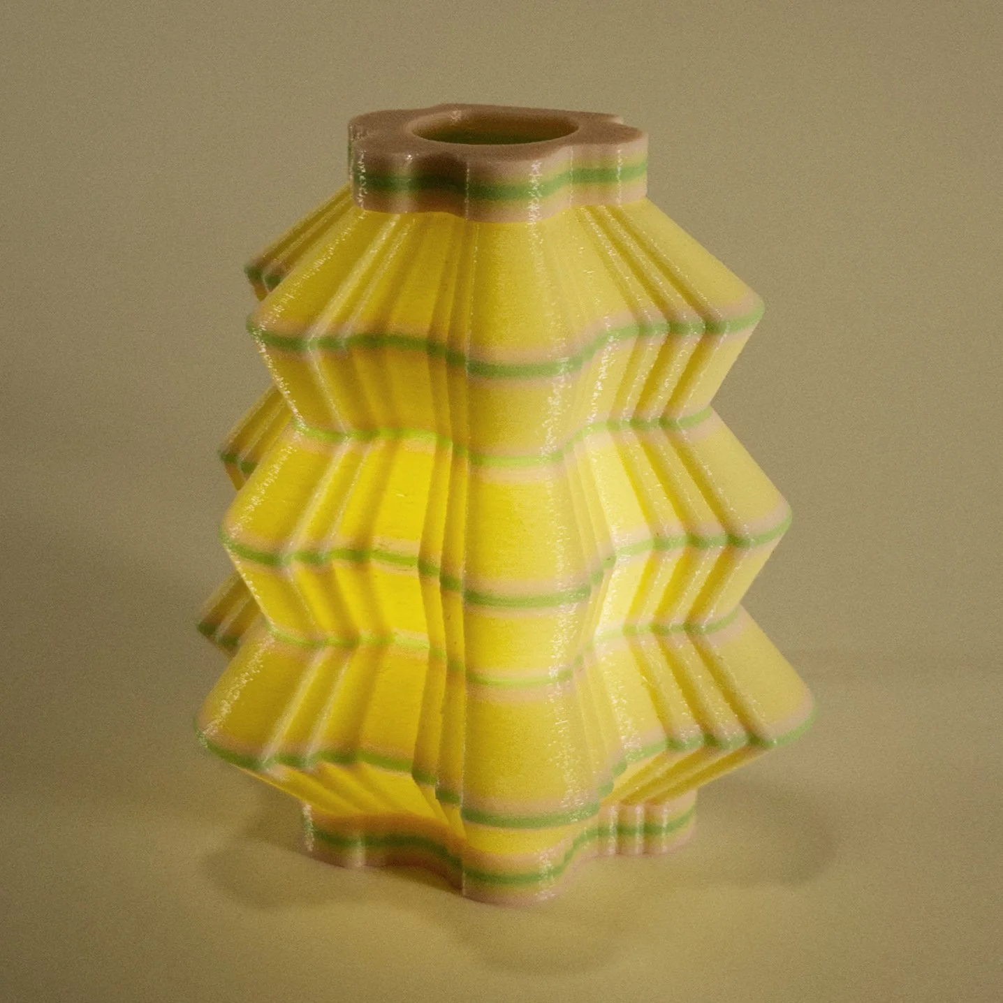 Single Scallops night light in yellow, pink, and green, lit up