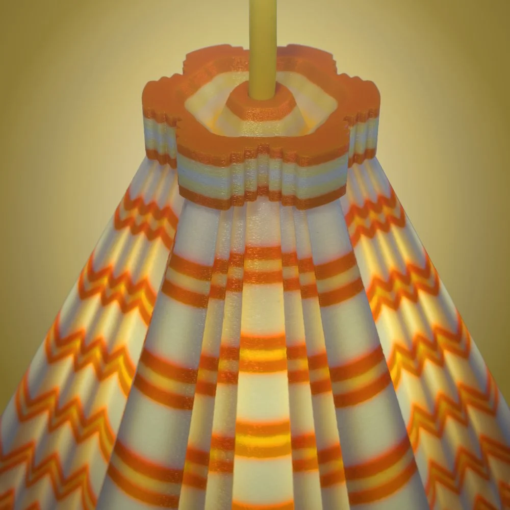 Facets orange and yellow pendant lamp seen from the top