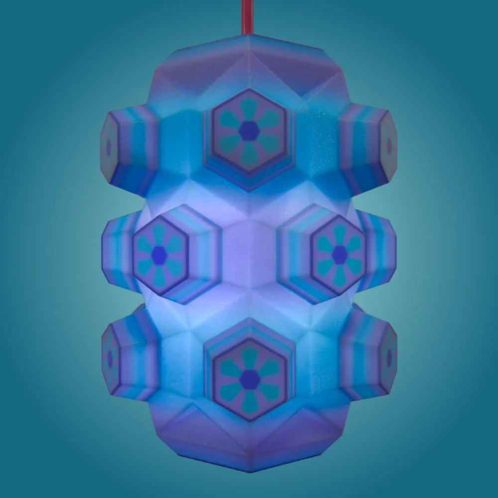 Honeycomb berry pendant lamp seen from the side